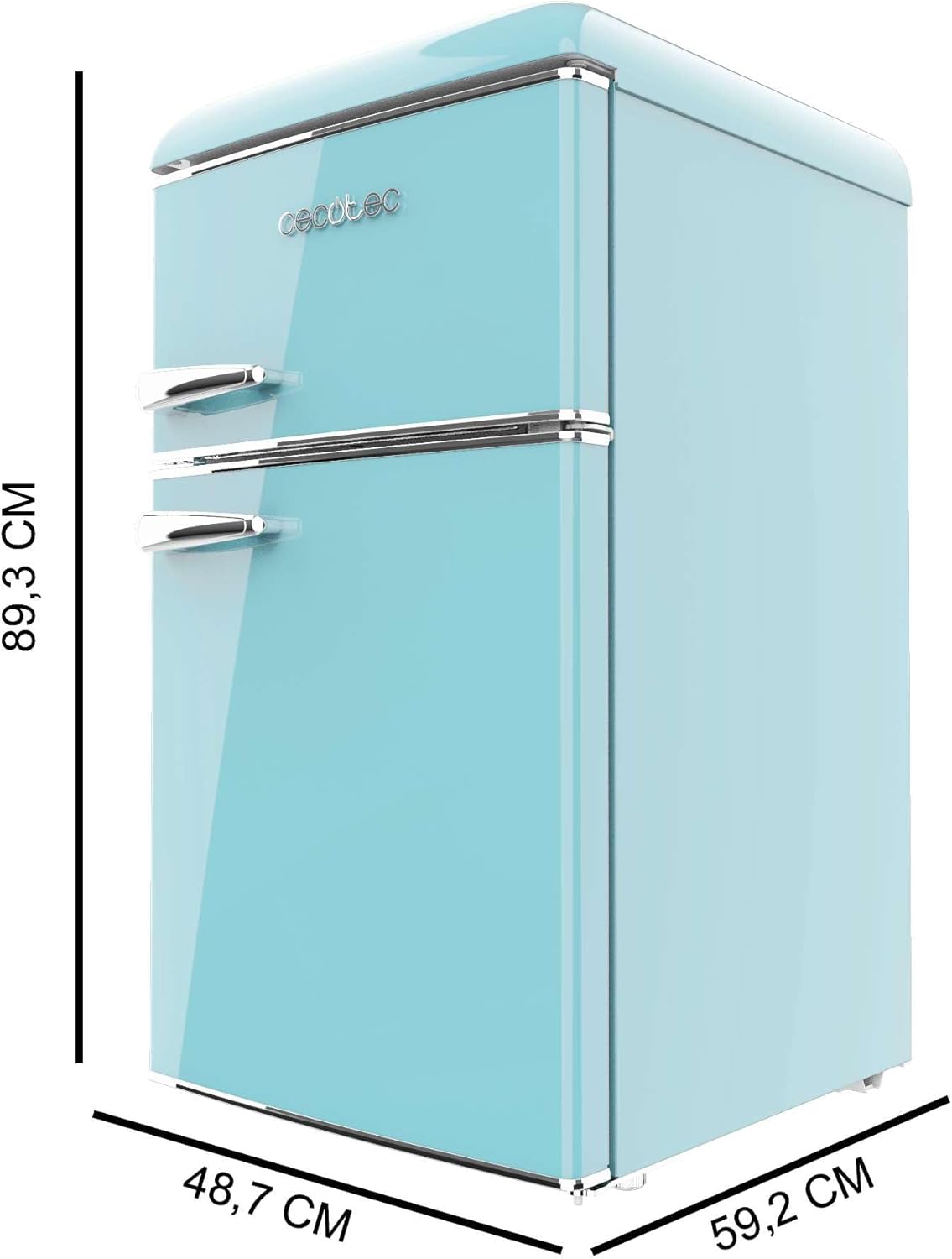 Cecotec - Bolero CoolMarket 2D Origin 86 - 89,3x48,7cm - 86L, No Frost, lumière, bleu - 2 portes