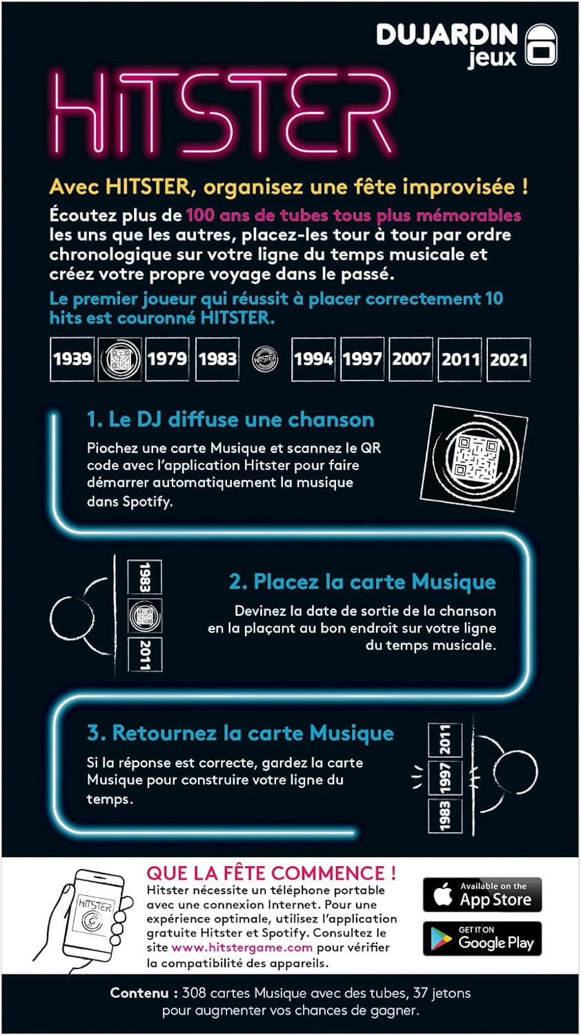 Dujardin - Hitster - jeu d'ambiance adulte - 2 à 10 joueurs, 16+
