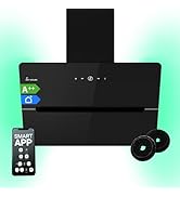 KKT KOLBE Hotte aspirante 60 cm | Convection | Évacuation | Sans tête | Hotte murale | Noir | Verre | Smar...