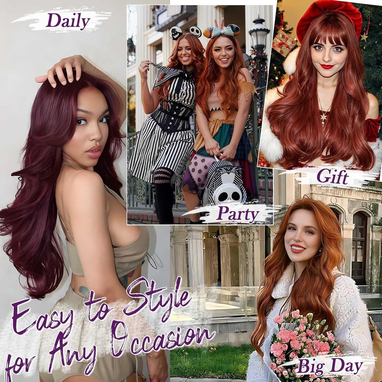 BARSDAR - Extension à clips, série Auburn, 50cm, 5pcs, ondulées, synthétiques