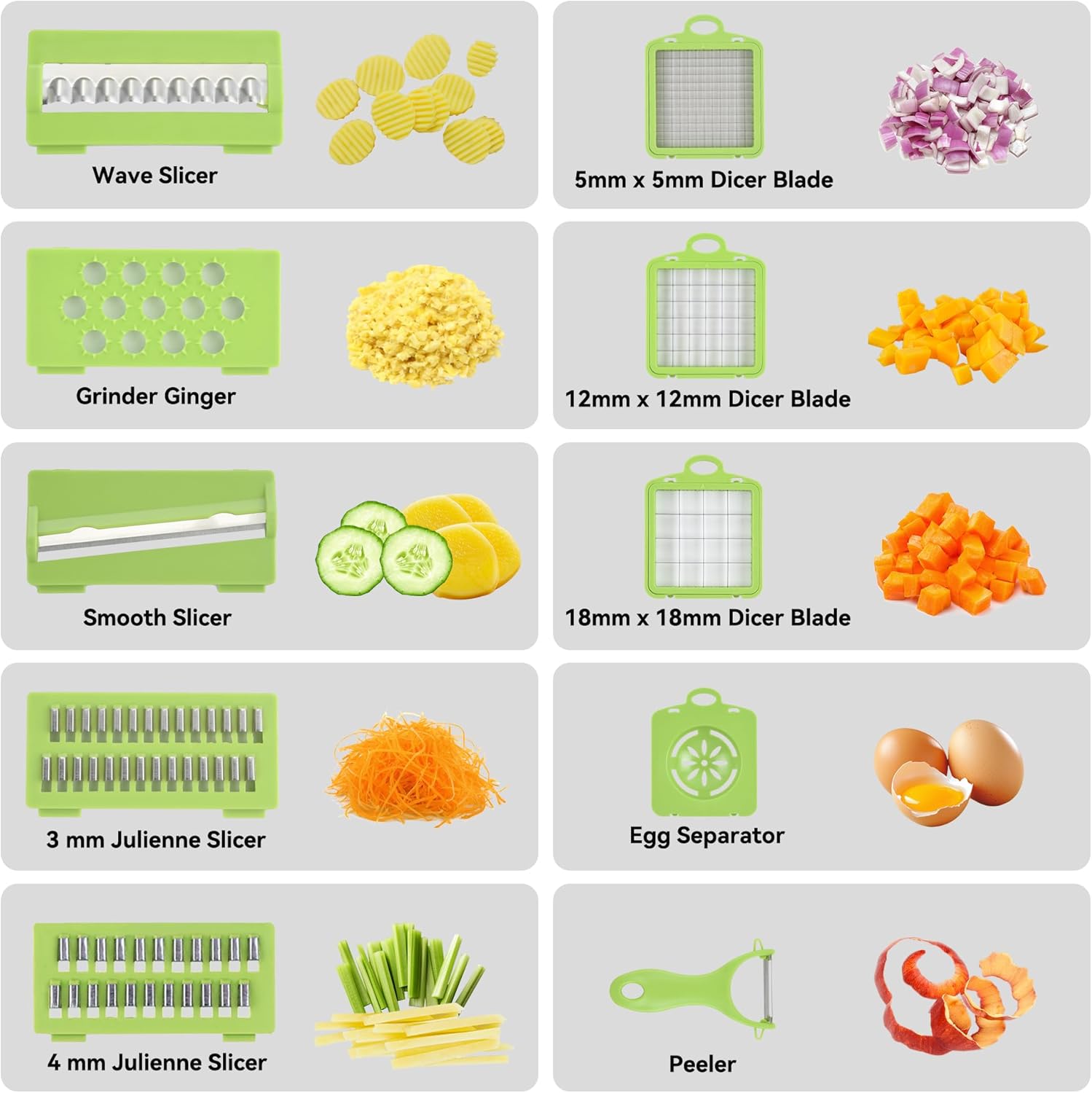 Coupe-légumes multifonction – 14 en 1 – manuel, coupe cubes, bâtonnets, tranches