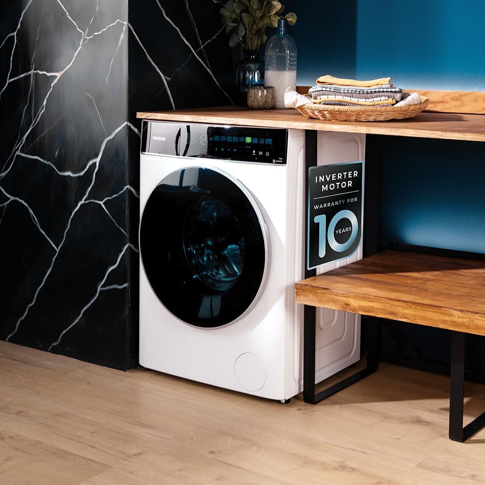 Cecotec - Bolero DressCode 9900 - 9kg, 1400rpm, 16 programmes, écran couleur, moteur inverter, SteamMax, A