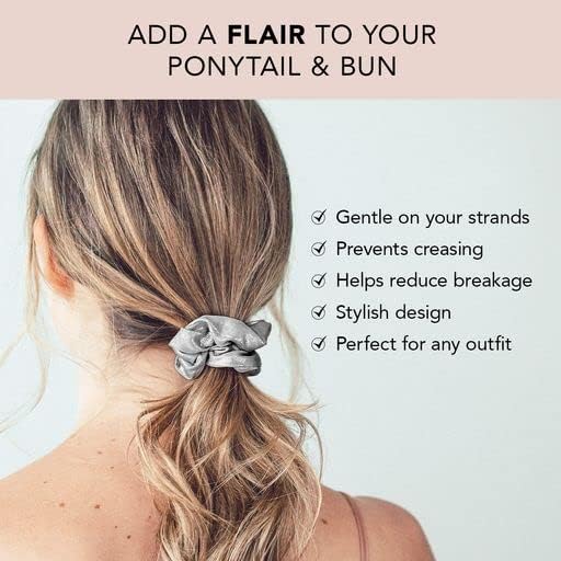 Kitsch - lot de 5 chouchous métalliques - gris/noir/gris - accessoires cheveux élégants