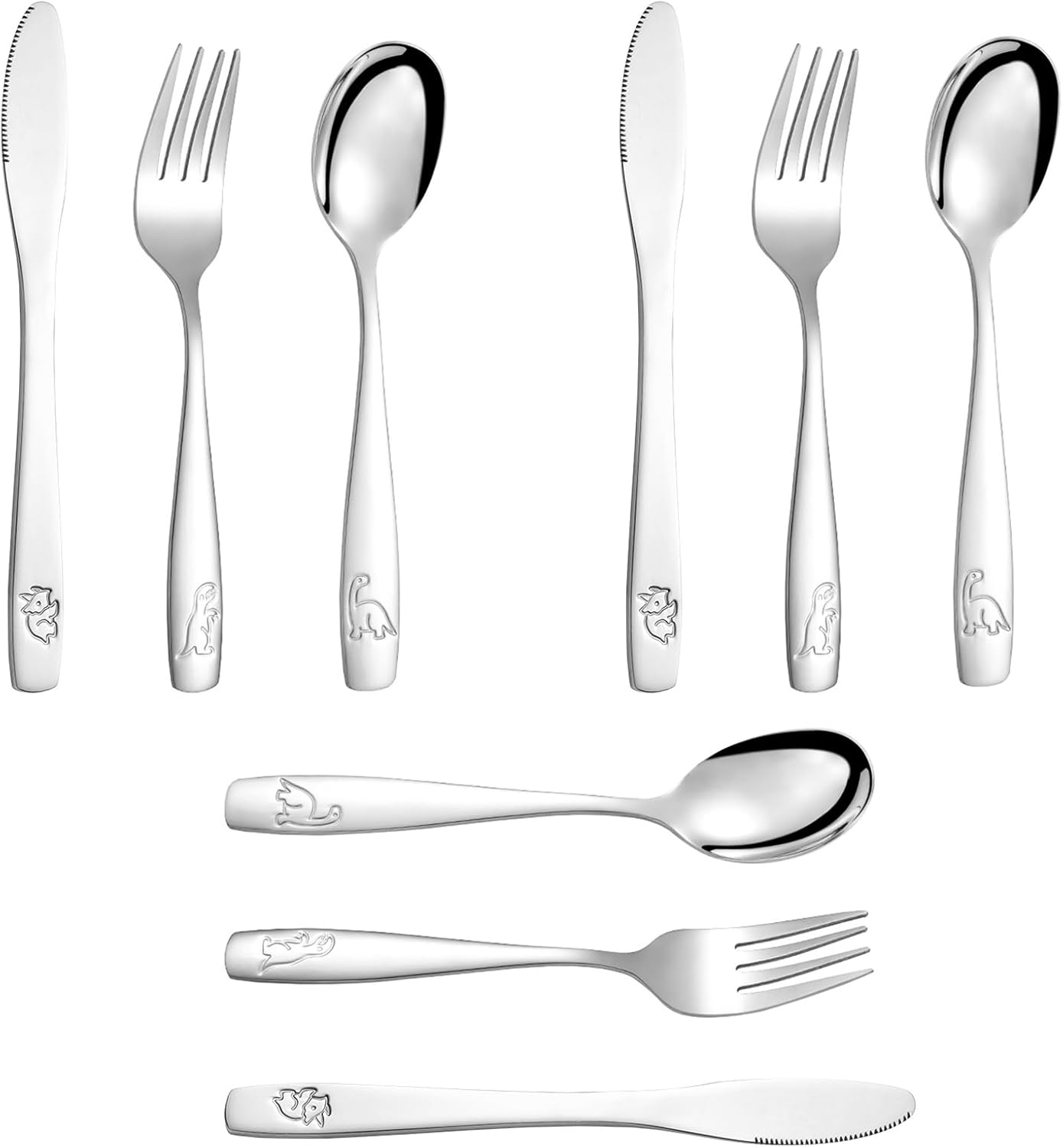 Couverts enfant inox 9 pièces - motif dinosaure - sécurité enfant