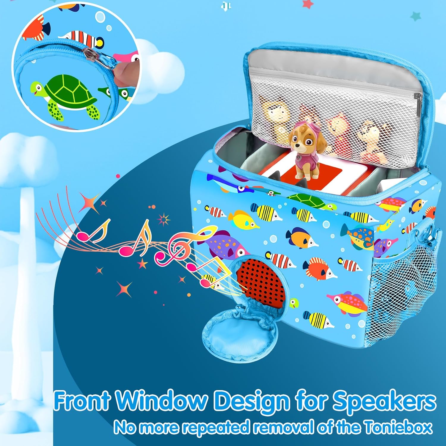 Étui de transport pour Toniebox - bleu - rangement Tonies, accessoires, sangle ajustable