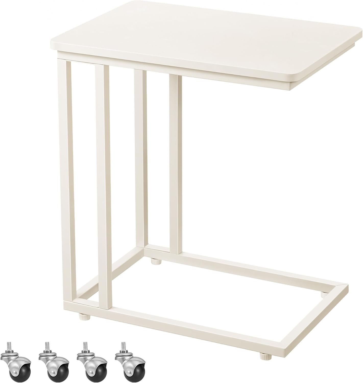 VASAGLE - Table d’appoint moderne, acier, roulettes, montage facile, 50x35x65 cm, LNT050W77
