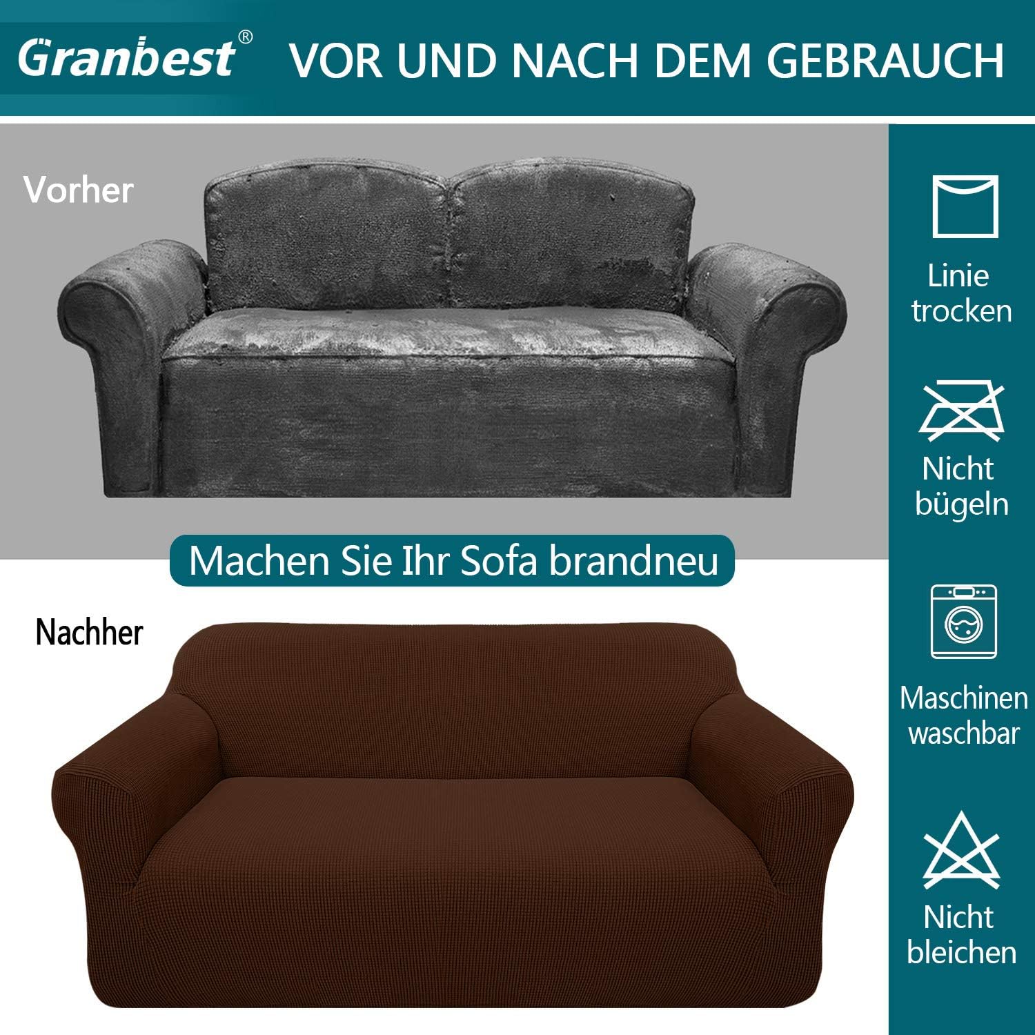 Granbest - housse canapé moderne jacquard 4 places, tissu élastique, protection animaux