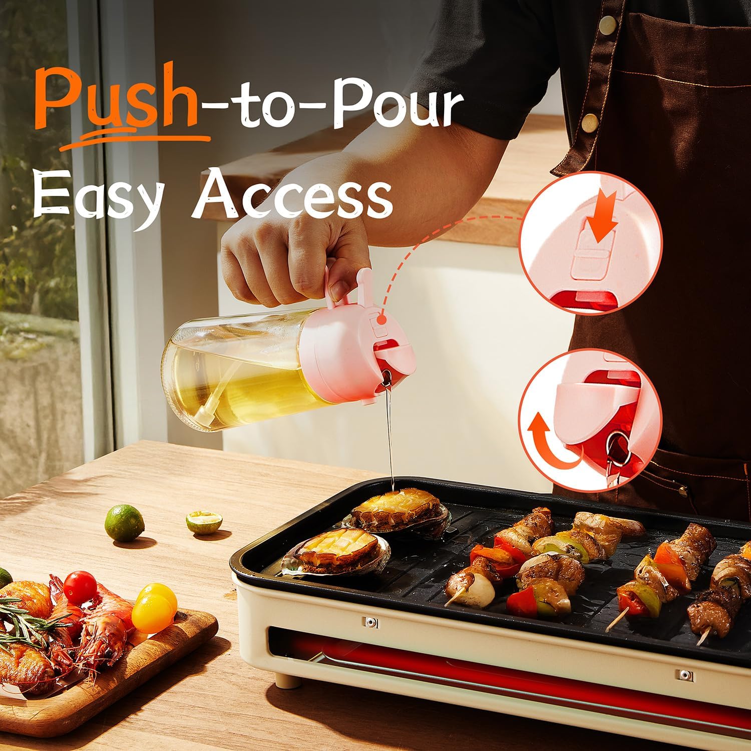 Vaporisateur huile cuisine - 470ml - 2-en-1 pour cuisson, salades, accessoires