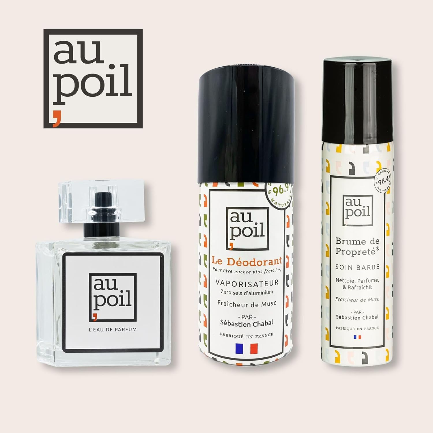 AU POIL - Brume Propreté Fraîcheur Musc - barbe/cheveux - lot 2