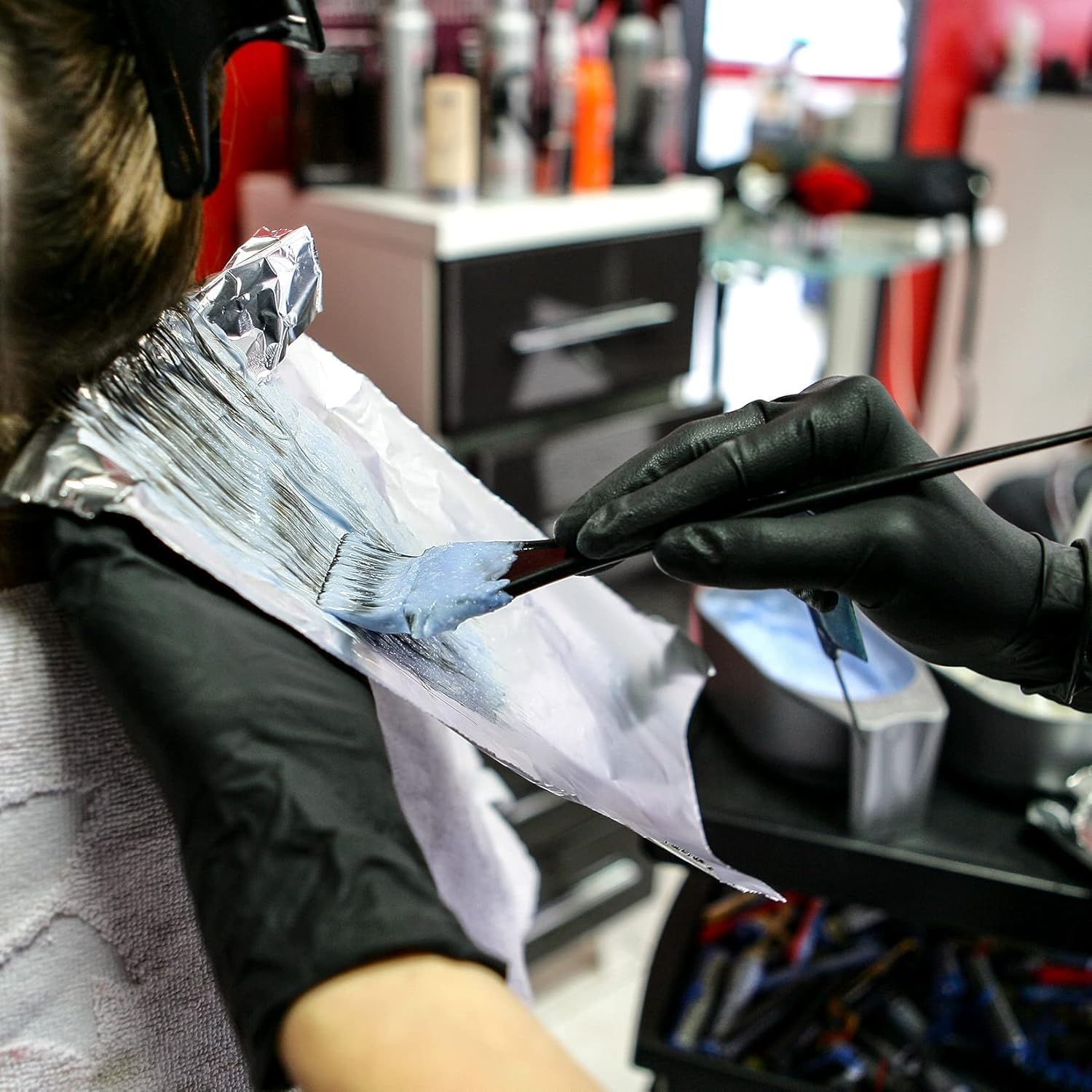 Ensemble coloration cheveux - 9 pièces - bol, pinceaux, gants, pinces