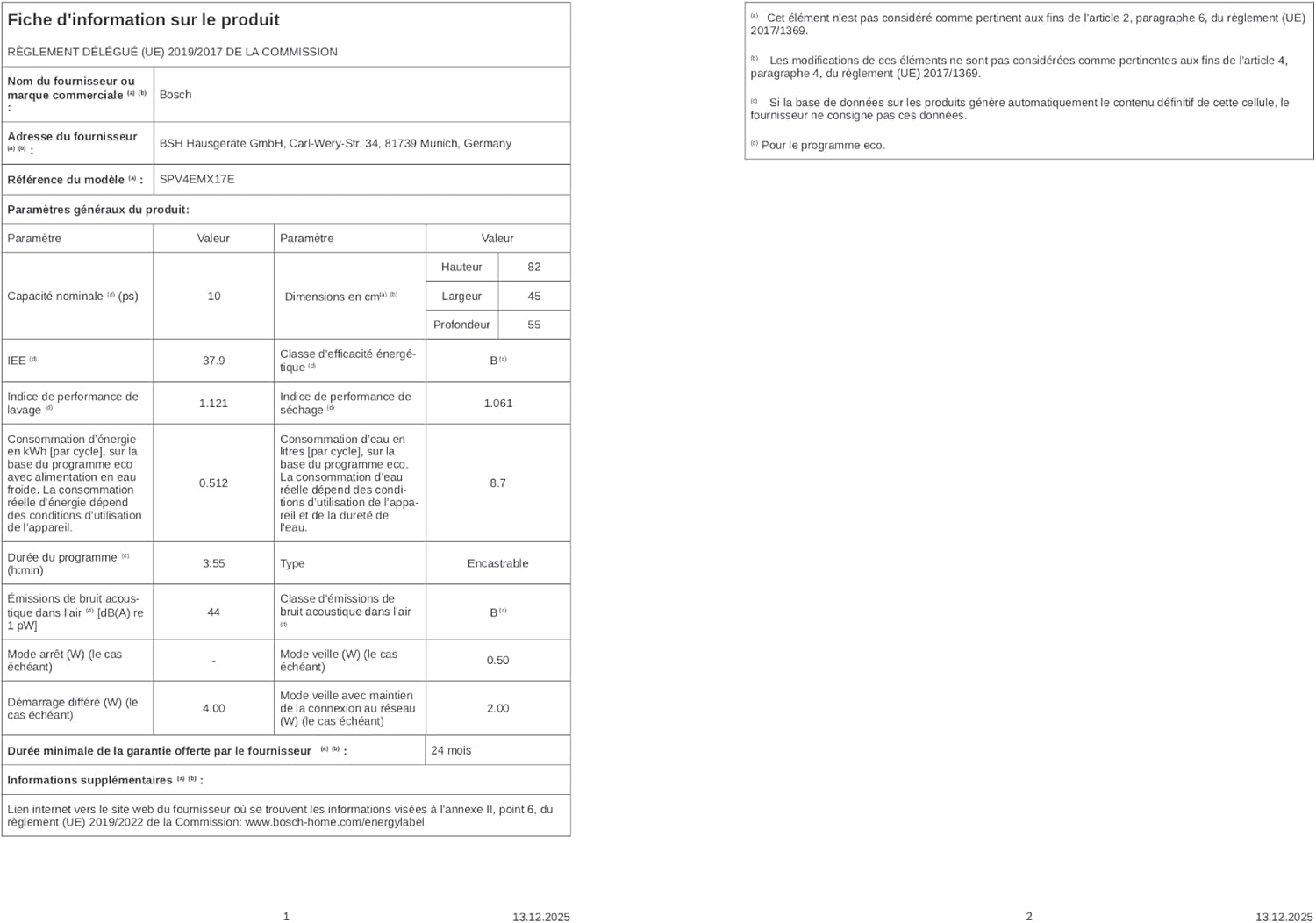Bosch - lave-vaisselle Série 4, 45 cm, tout intégrable, SPV4EMX17E