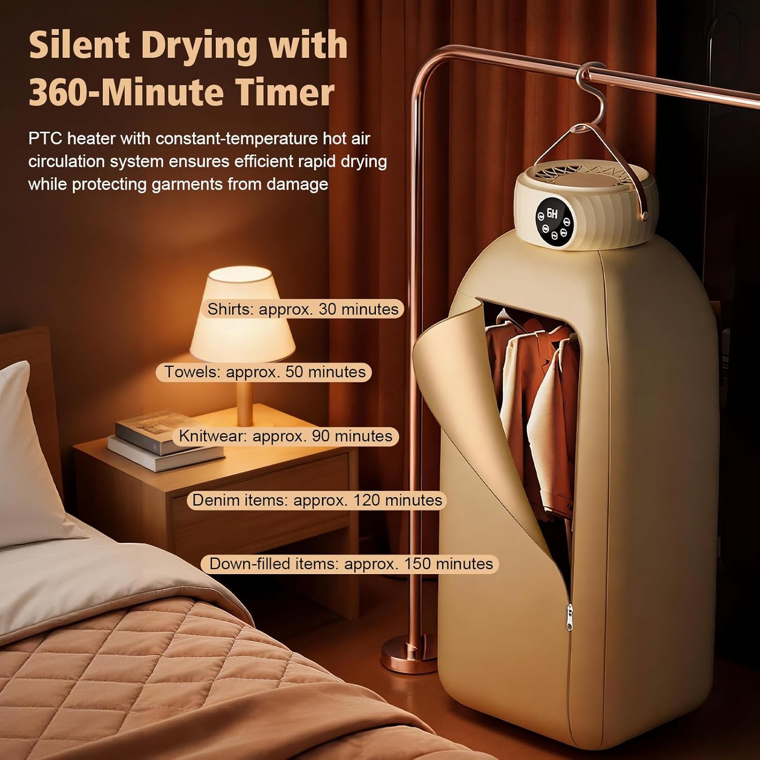 Sèche-linge électrique portable - pliable - compact - UV, minuterie, arrêt auto