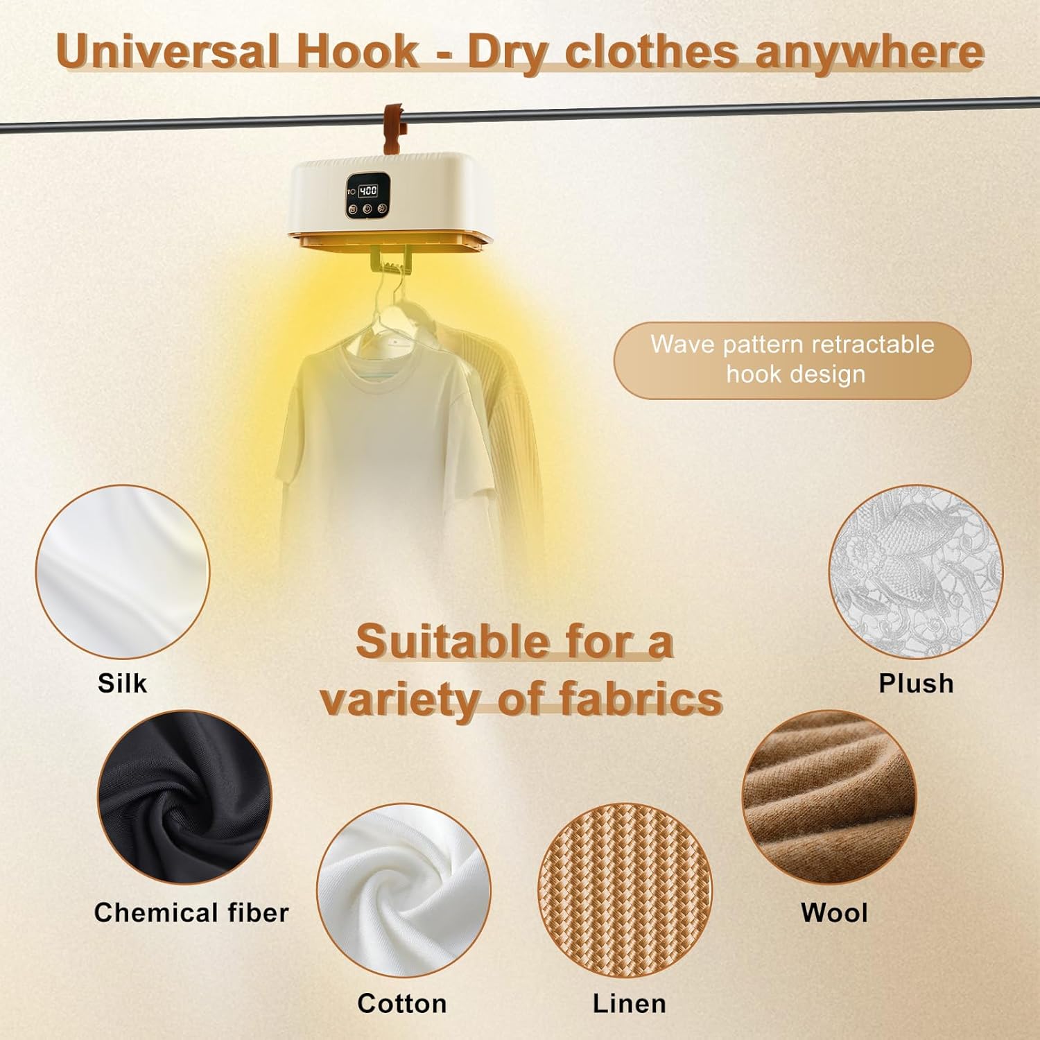 Sèche-linge portable - mini pompe à chaleur, 600 W, UV, sac séchage, minuterie, PTC, affichage LED