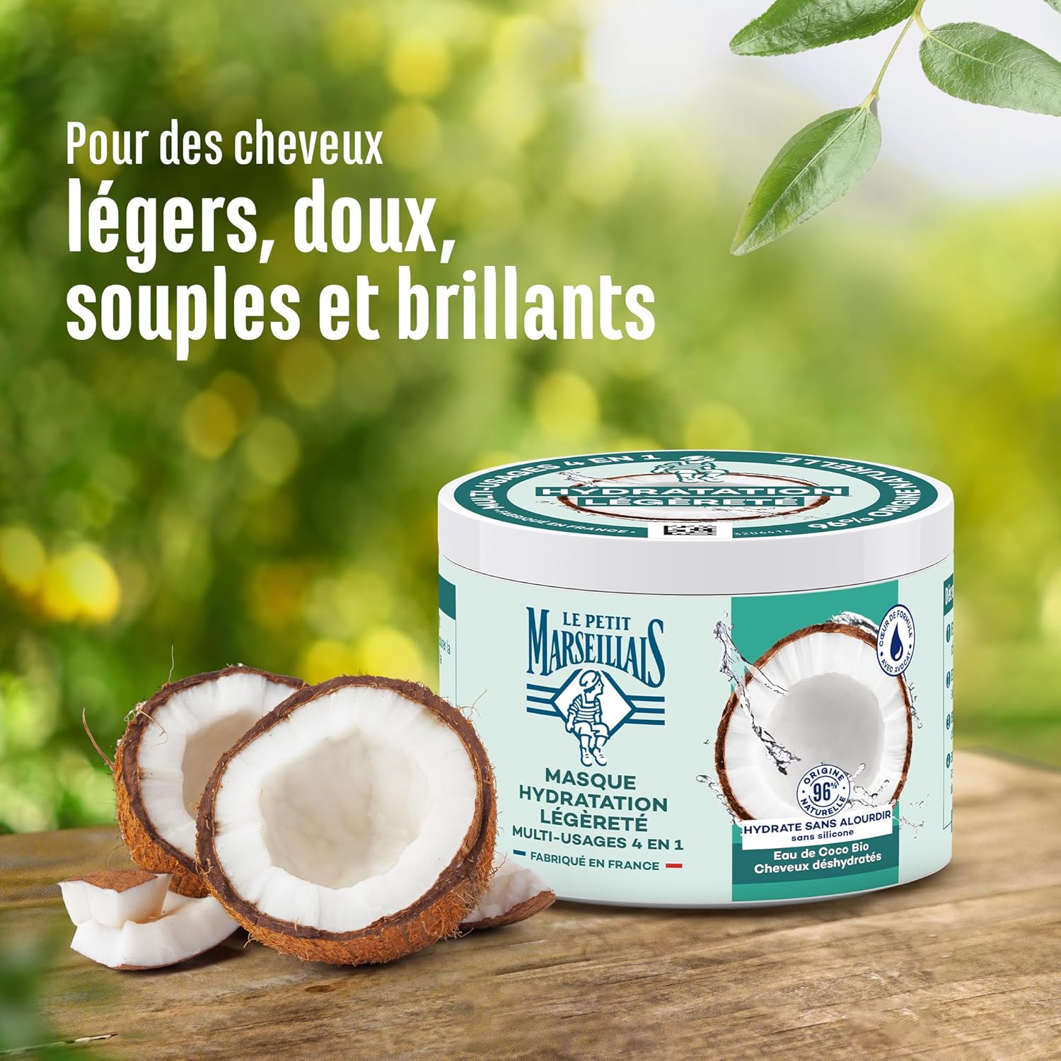 Le Petit Marseillais - Masque 4 en 1 370ml - hydratant coco bio, cheveux secs, sans silicone