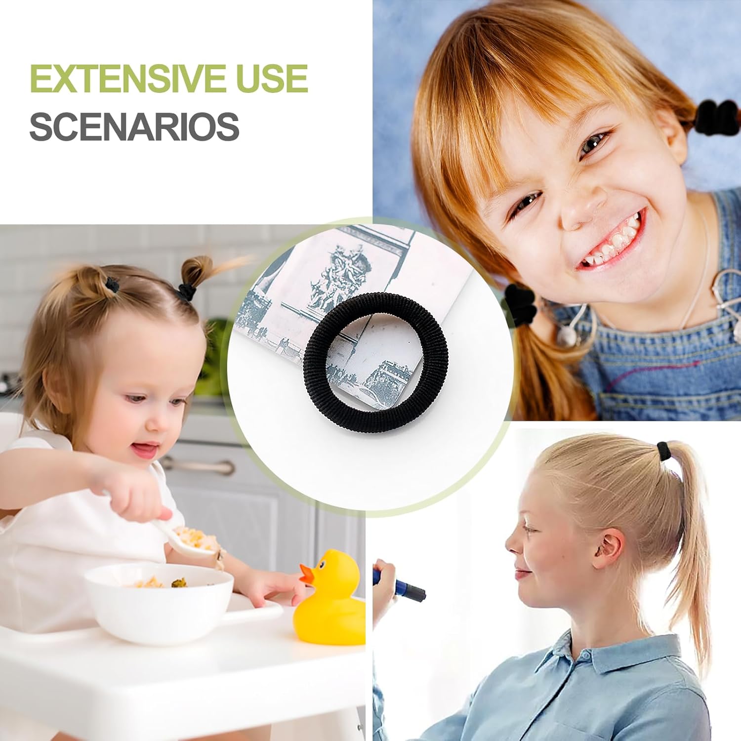 Élastiques à cheveux - mini chouchous noirs - 100 pcs - bébé et enfant