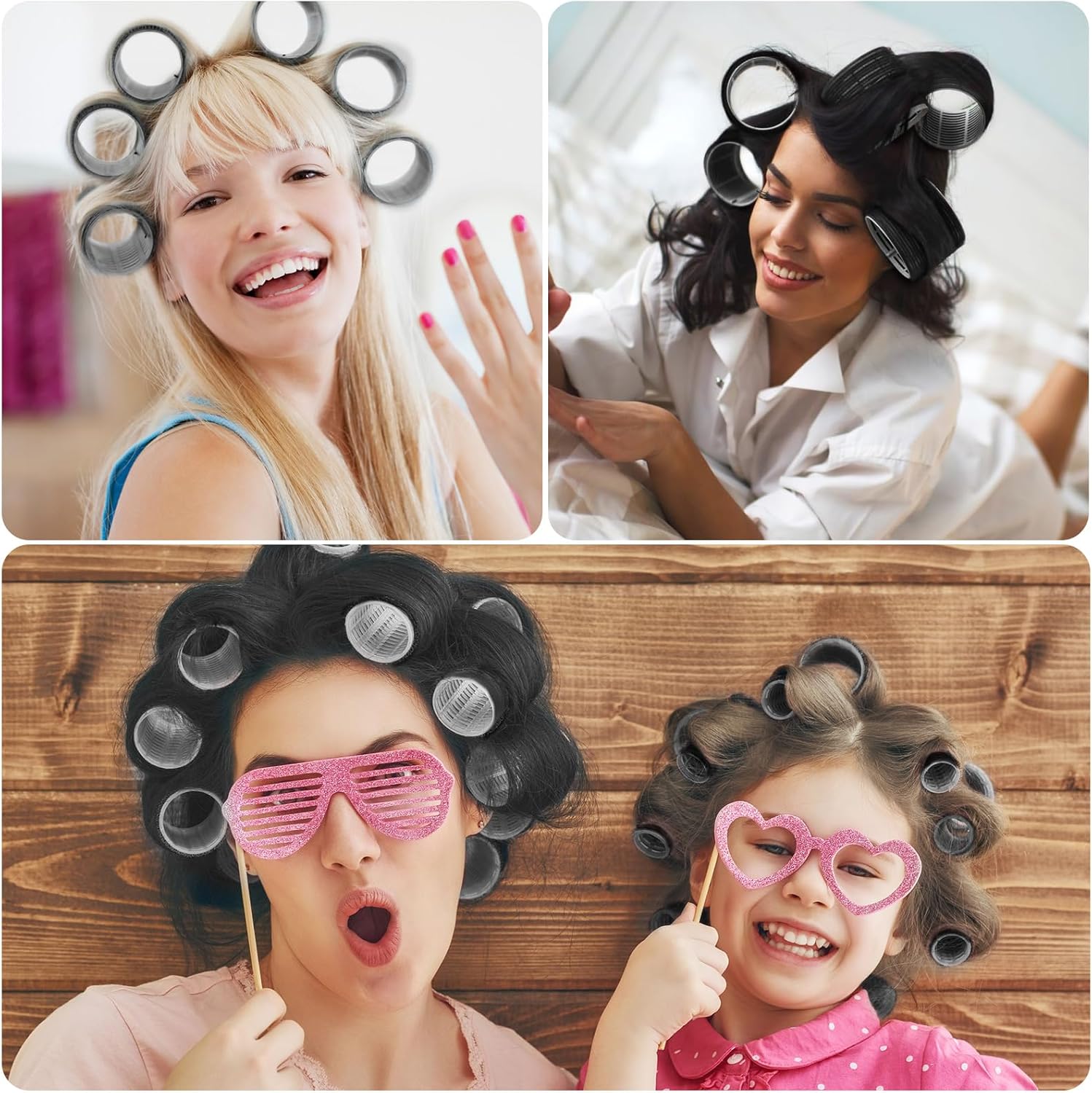 GeeRic - bigoudis auto-agrippants 33pcs - sans chaleur, avec pinces et peigne