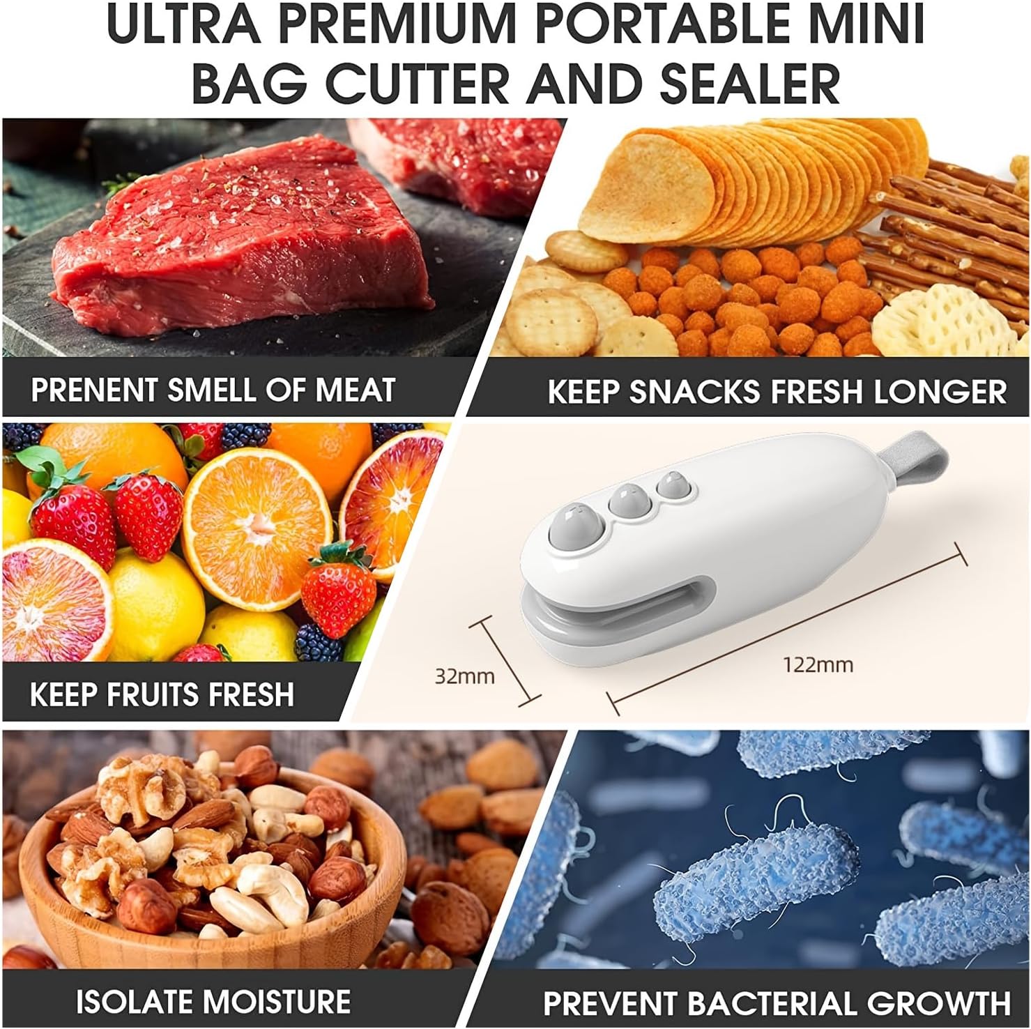 Scelleuse portable - compacte - rechargeable USB - coupe et scelle sacs