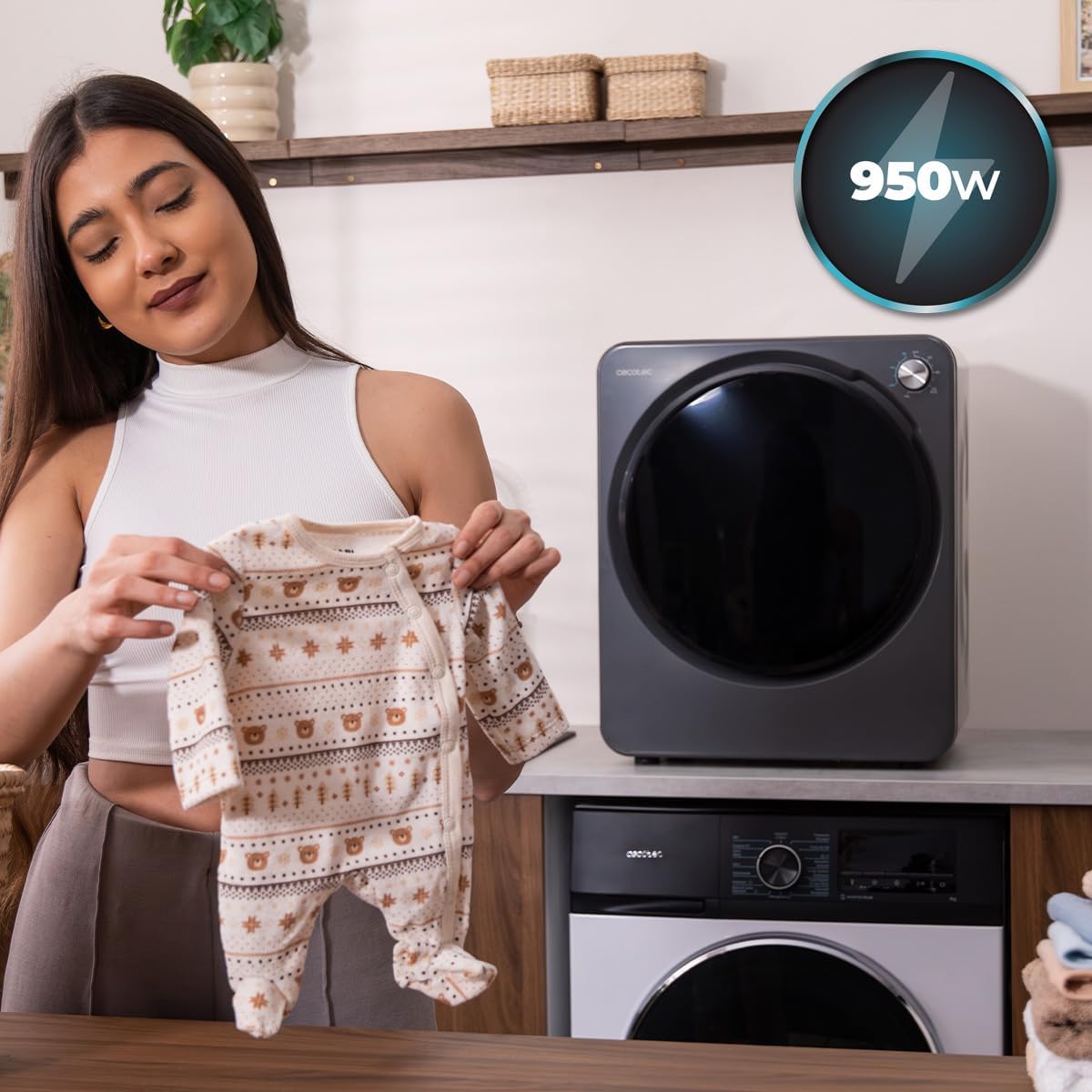 Cecotec - Mini sèche-linge DressCode, 2,5 kg, 950W, 6 programmes, compact - 3150V