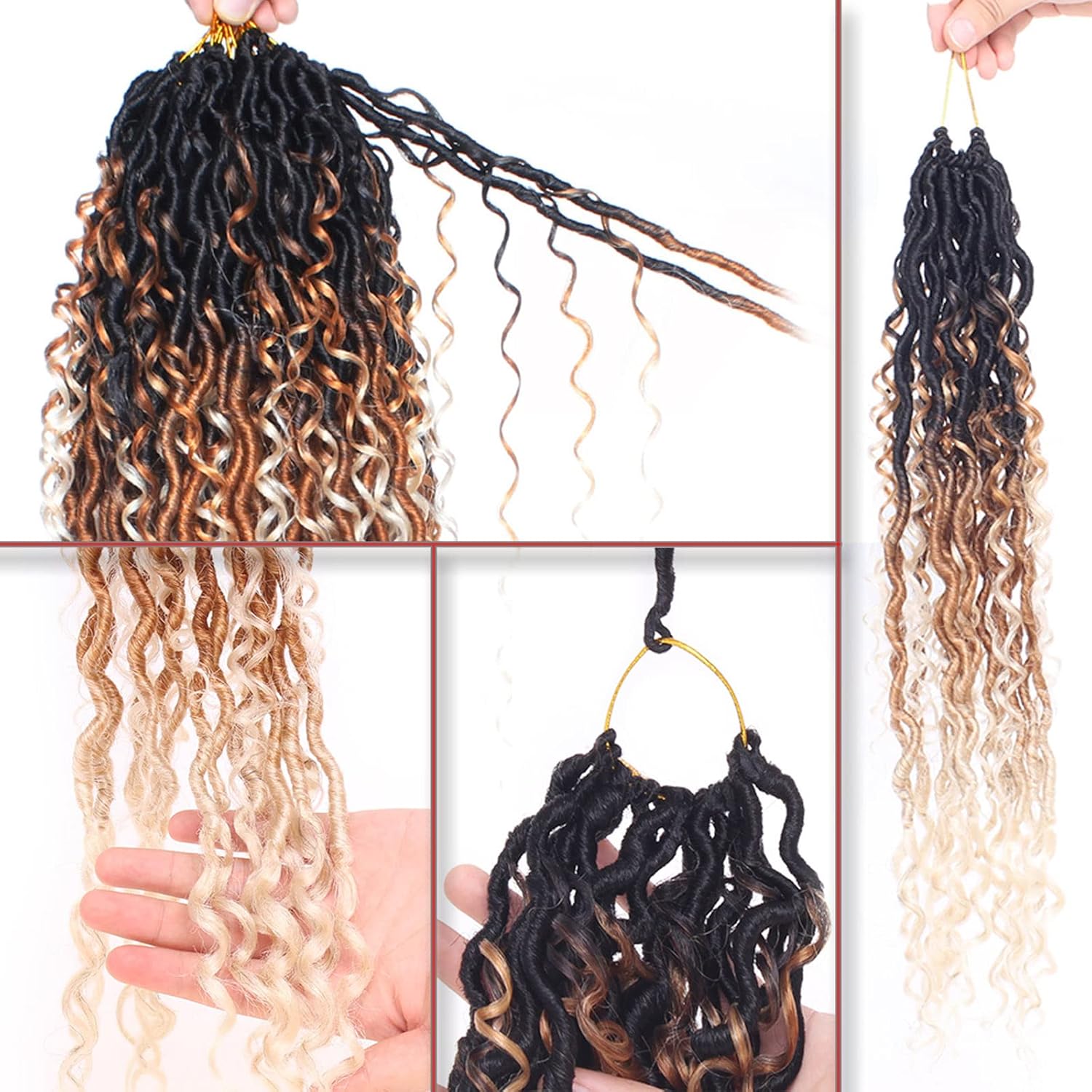 Xtrend - Extensions crochet bohème ombrées, 35,6 cm, lot de 8, T27#