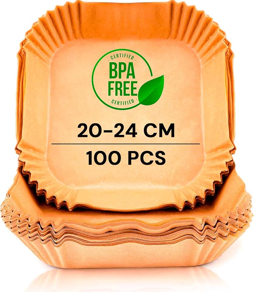 edihome - Papier cuisson air fryer - 20-24 cm - 100 unités, jetable, sans BPA