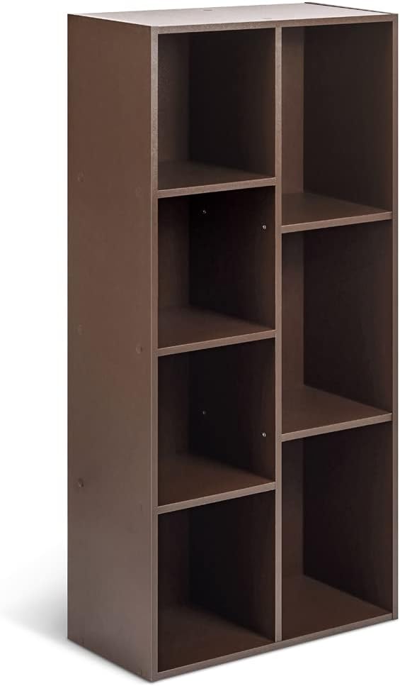 maxy-dealz Basics - Bibliothèque 7 compartiments - 50x24x106cm - cube, expresso