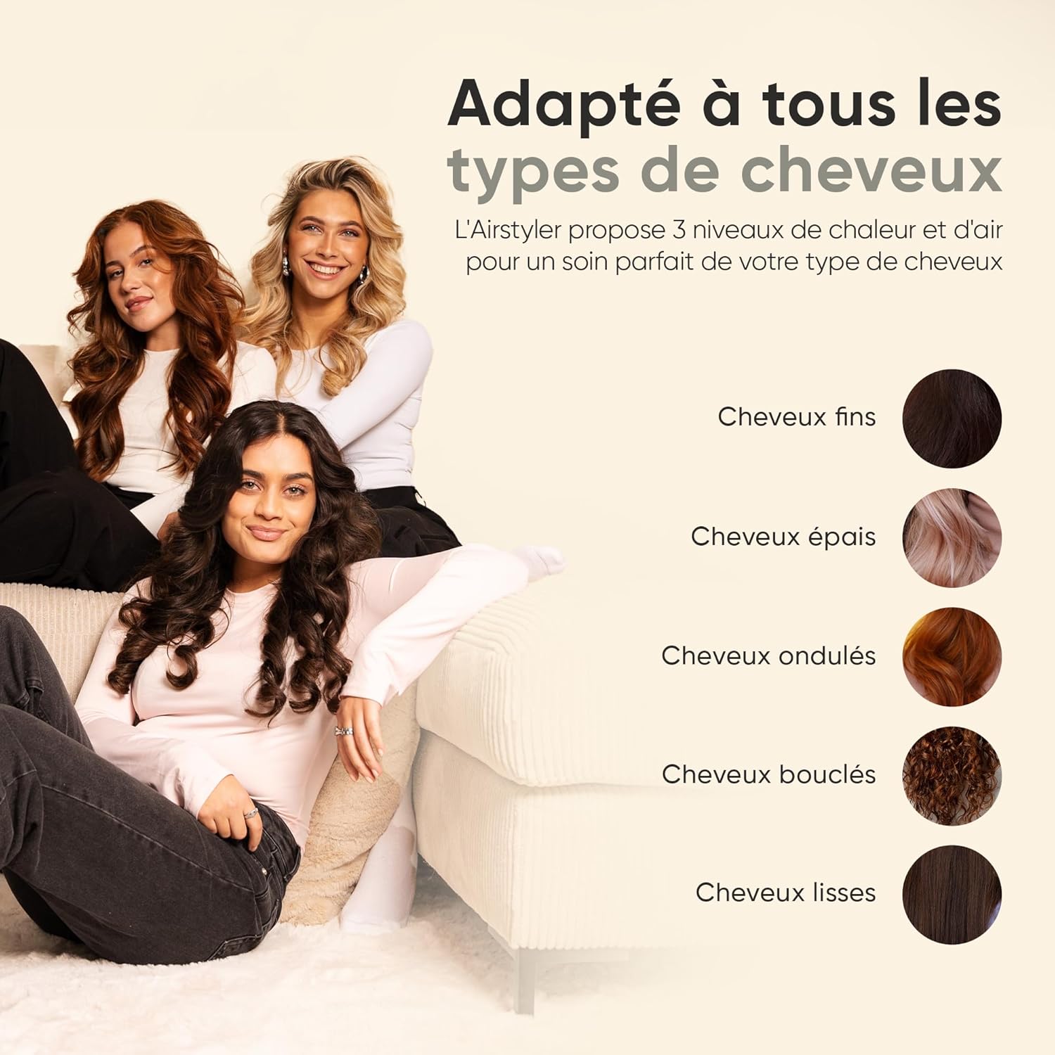 Brosse soufflante - luxe blanc argent - 135000 RPM - séchage rapide, ionique, auto-wrap, volumateur, lisseur