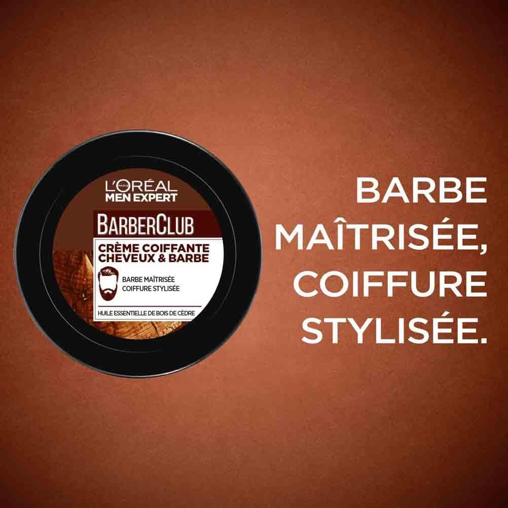 L'Oréal - Men Expert BarberClub - 75ml - crème coiffante cheveux et barbe, huile de bois de cèdre