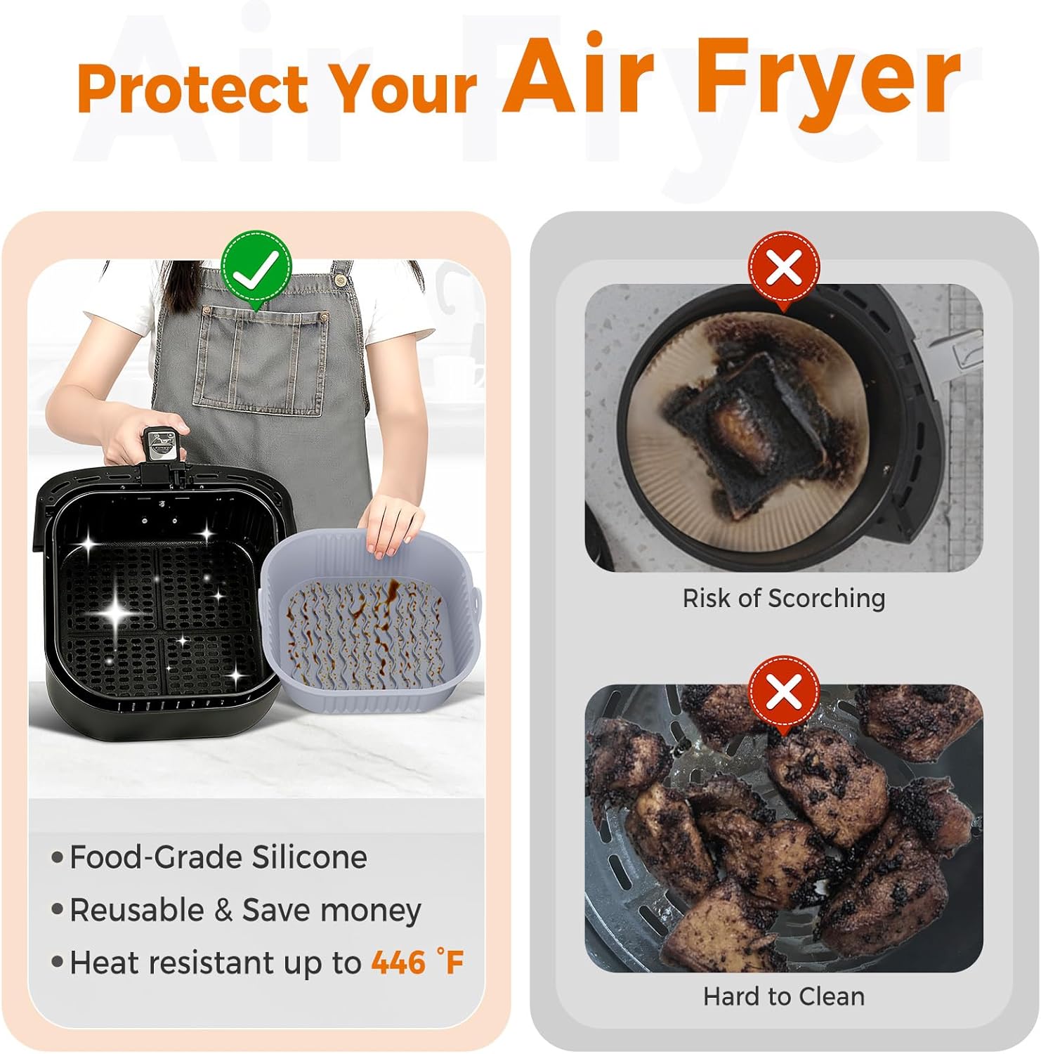 Diboniur - moules silicone Air Fryer 5-8L - 2 pièces réutilisables