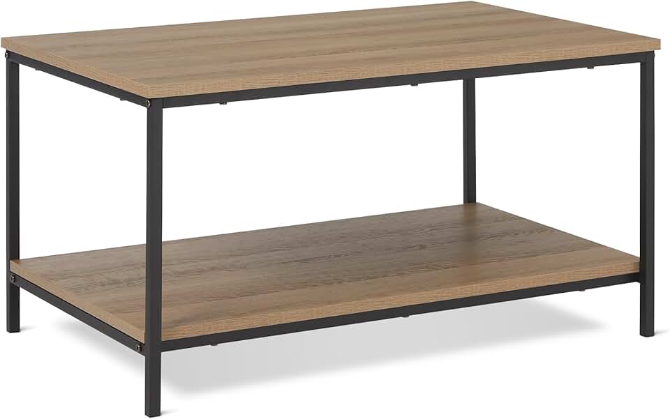 maxy-dealz Basics - table basse moderne avec étagère, 50,5x80x42cm, chêne