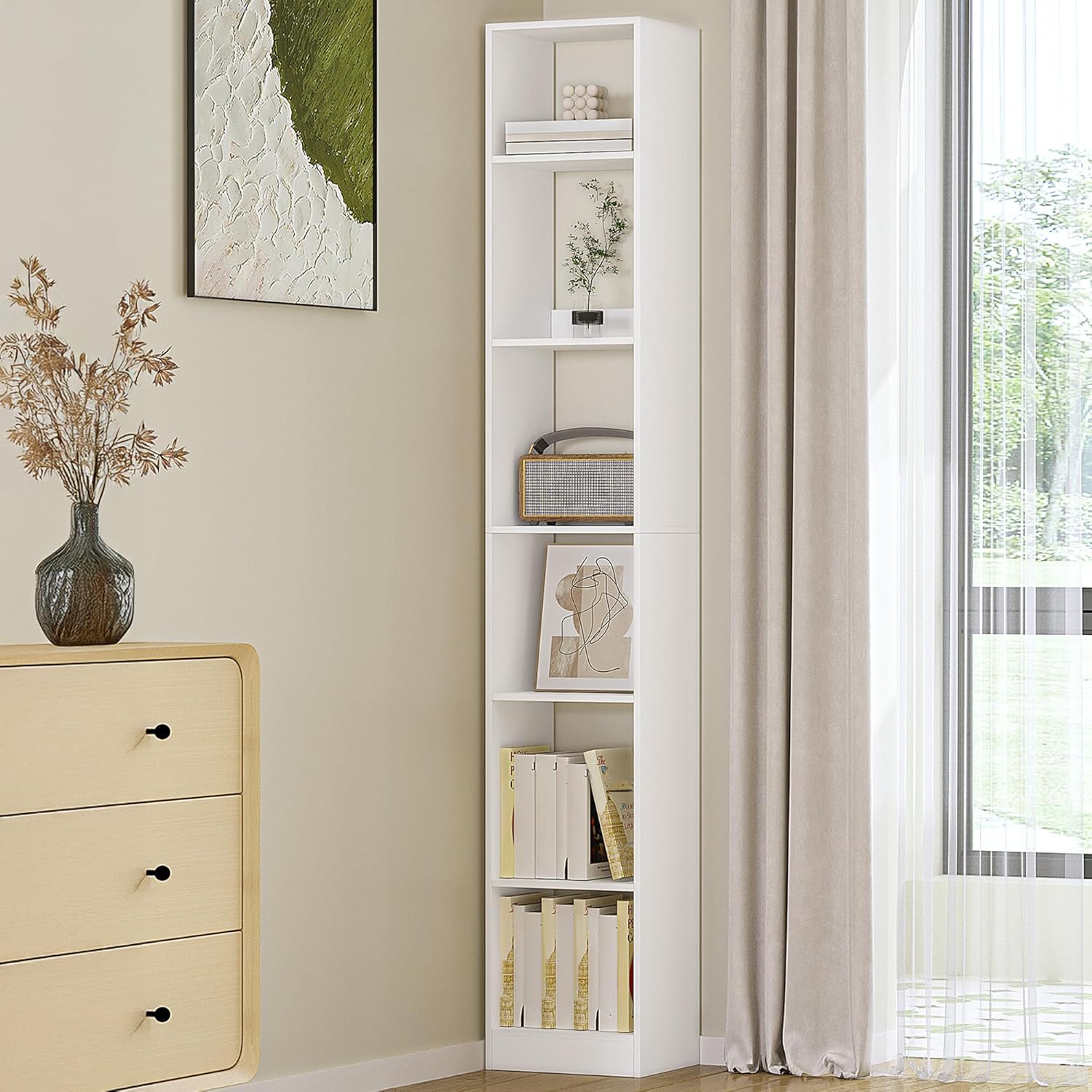 Hzuaneri - étagère scandinave, 24x30x184,4cm, blanc BC09603X