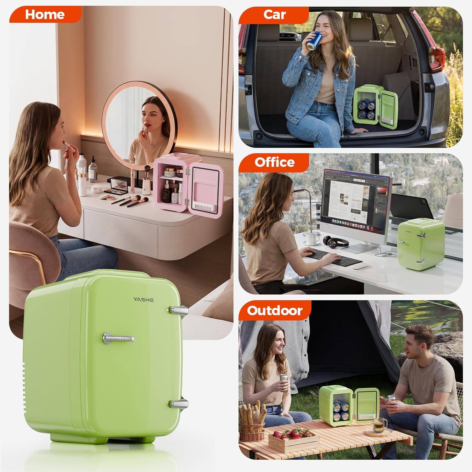 YASHE - mini réfrigérateur 4L - refroidissement/chaud, 220V/12V