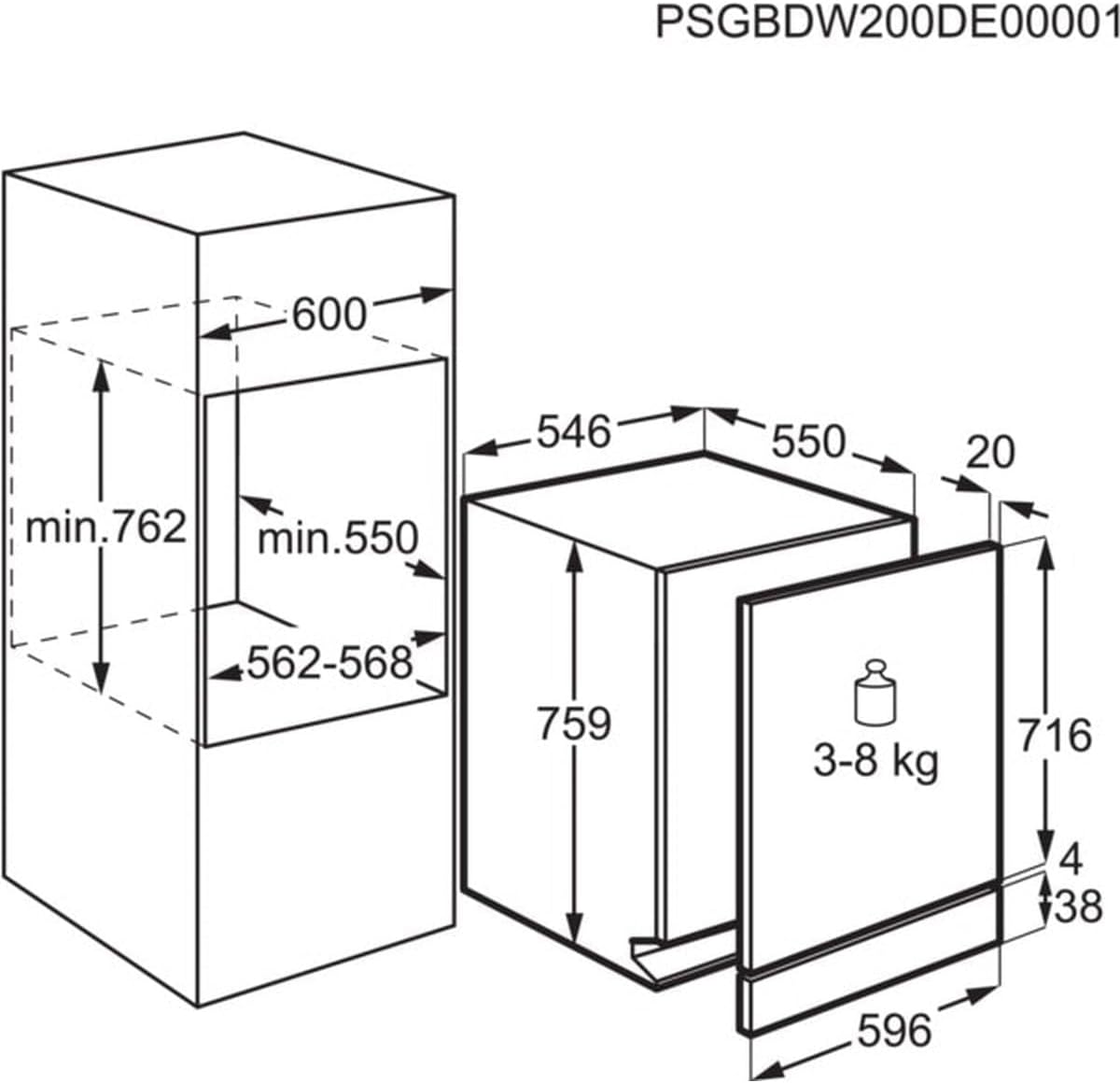 AEG - lave-vaisselle série 6000, intégré, 12 couverts, économique, FSE63307P