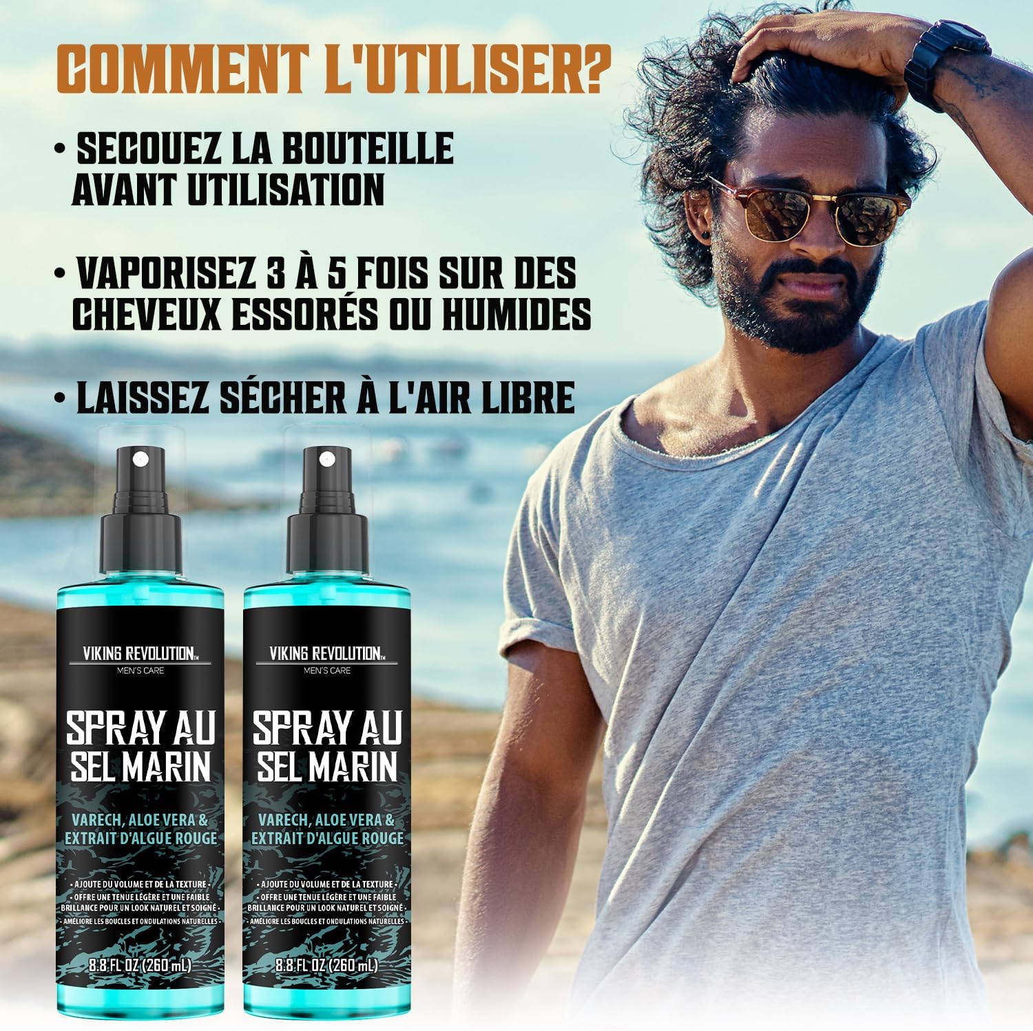 Viking Revolution - Sea Salt Spray homme - 2x260ml - volume, texture plage