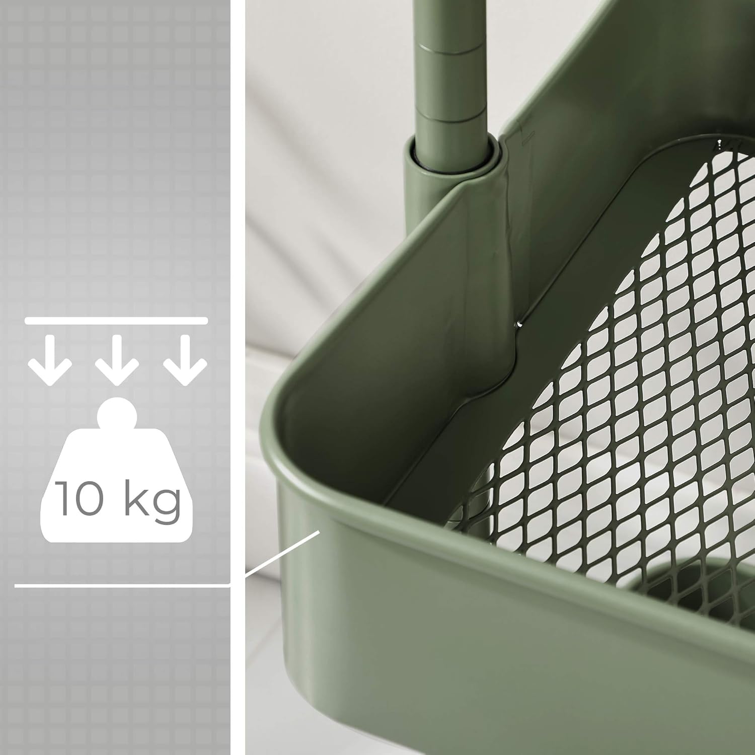 SONGMICS - desserte 3 niveaux, hauteur réglable, 2 freins, BSC060C01