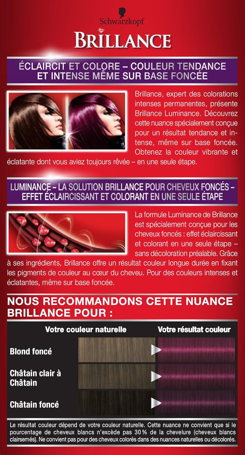 Schwarzkopf - Brillance coloration permanente - éclat diamant, couverture cheveux blancs, masque soin - 860