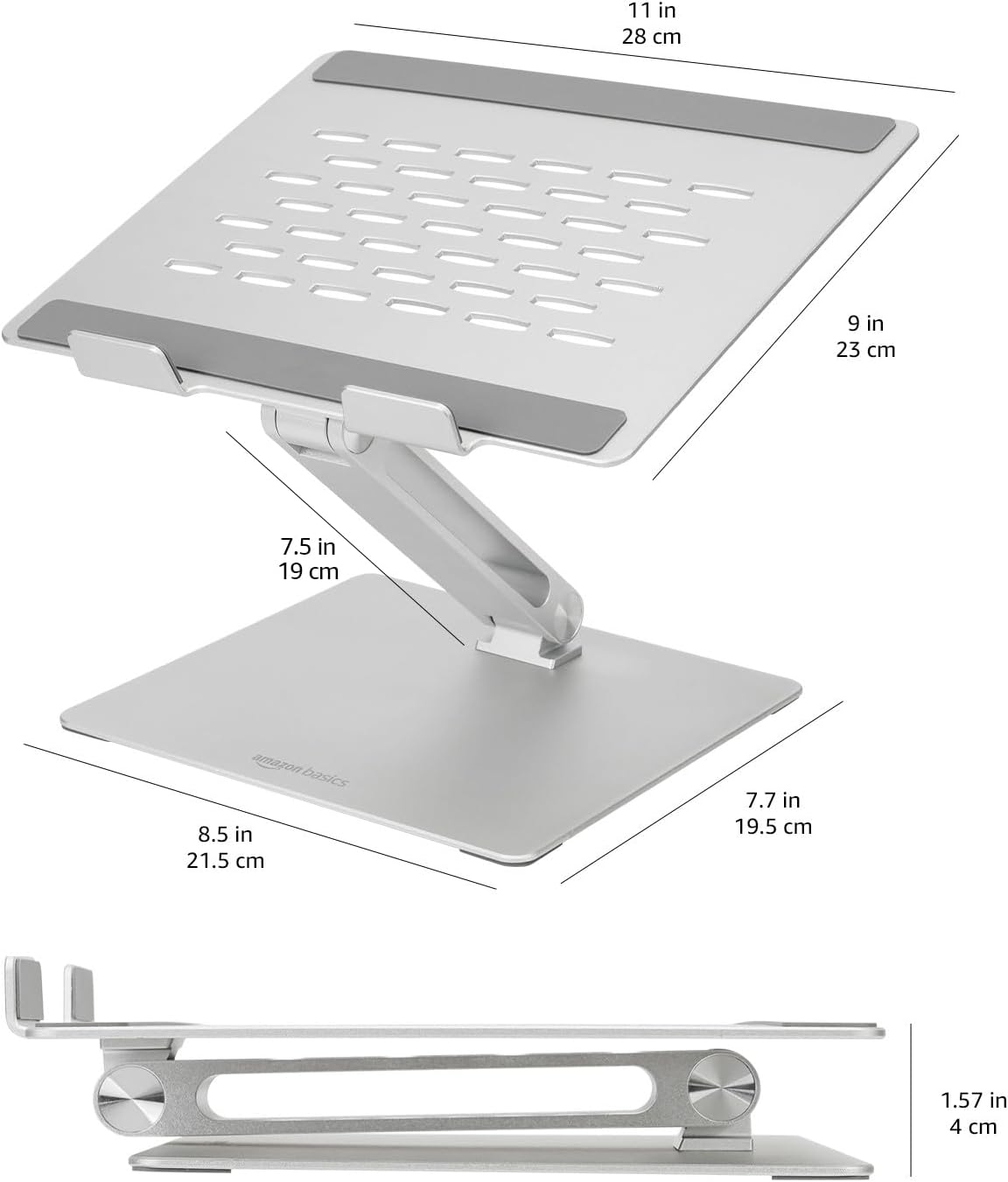 Amazon Basics - support ergonomique ajustable 25,4x23,9x6,5 cm - pour PC portable 17,3