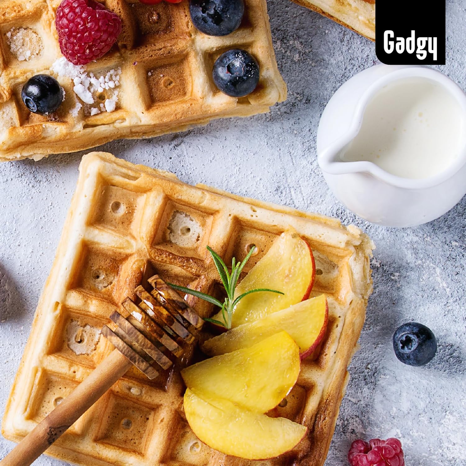 Gadgy - Gaufrier Professionnel - 4 gaufres, 1200W, thermostat réglable, compact et facile à nettoyer