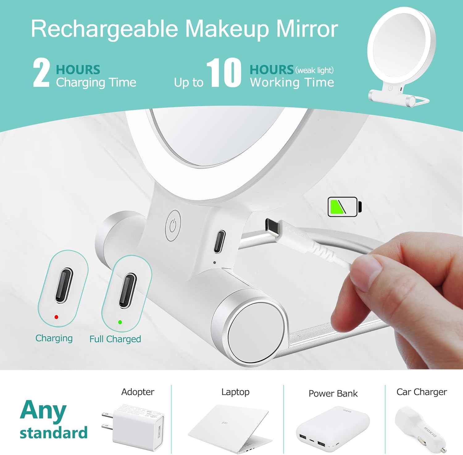 B Beauty Planet - miroir grossissant double face 20x/1x - éclairage LED, écran tactile