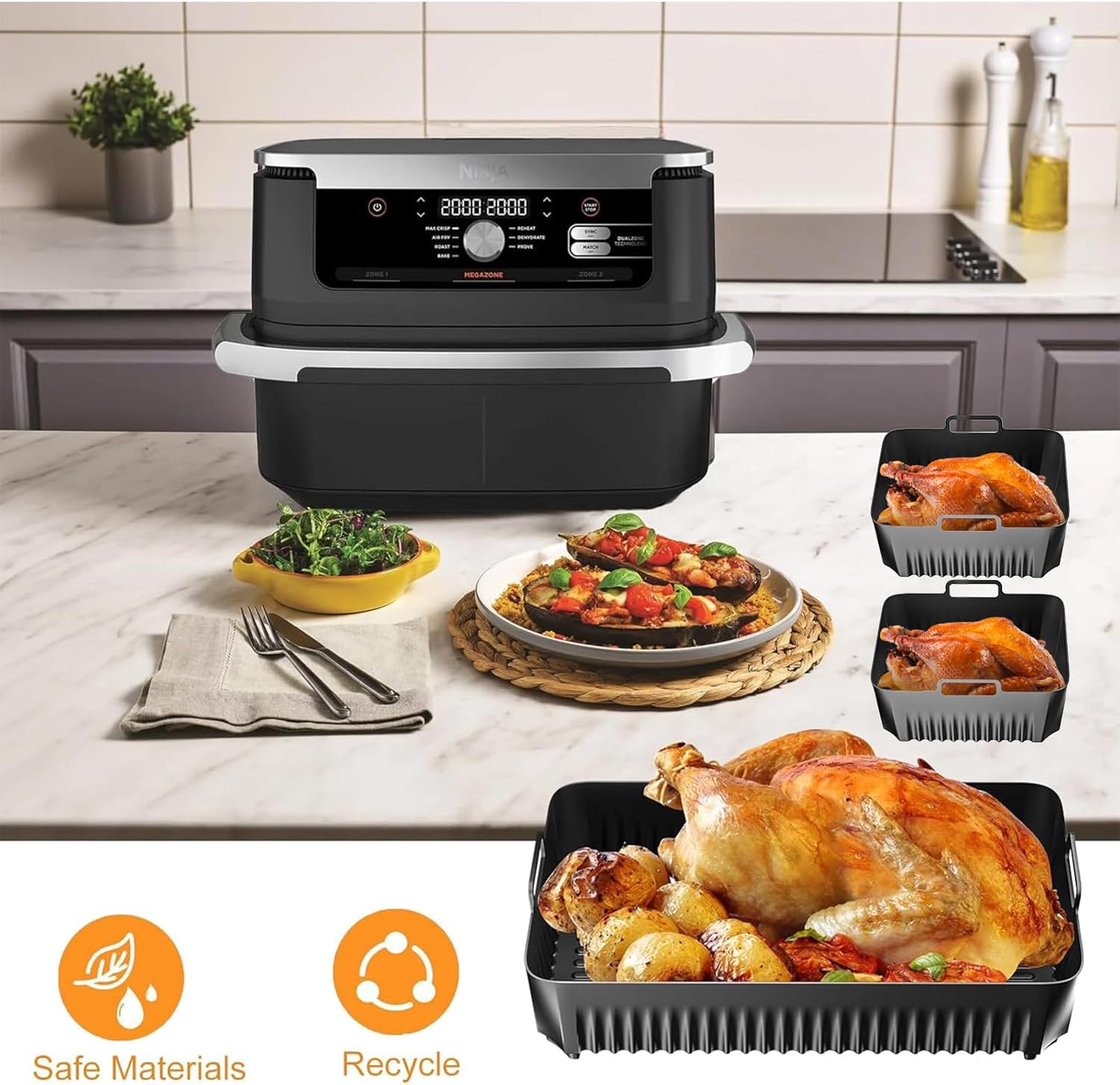 Moule silicone air fryer compatible Ninja Foodi Flex, 10,4L, résistant, AF500EU