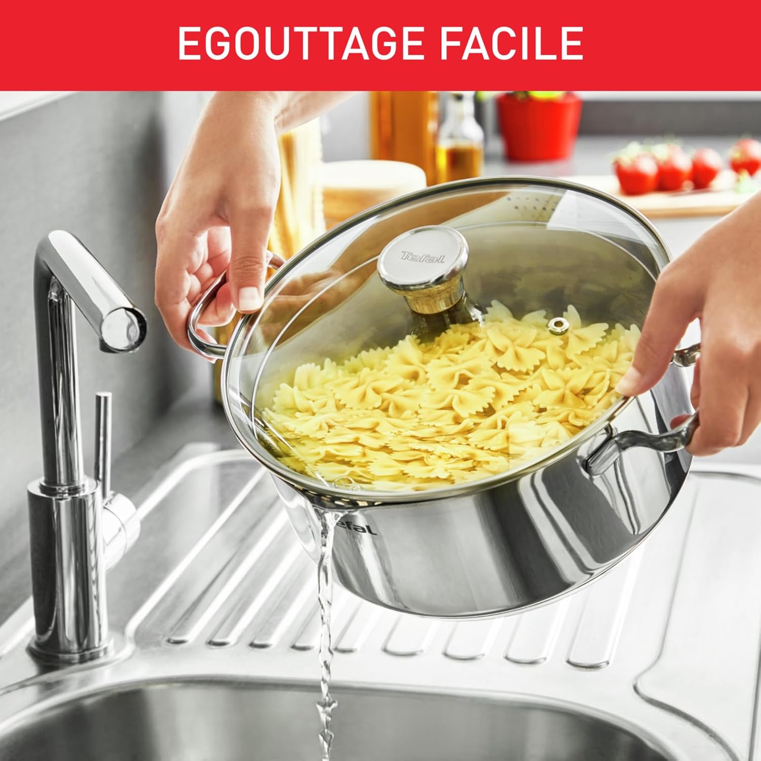 Tefal - Duetto - faitout 24cm inox induction, couvercle filtrant