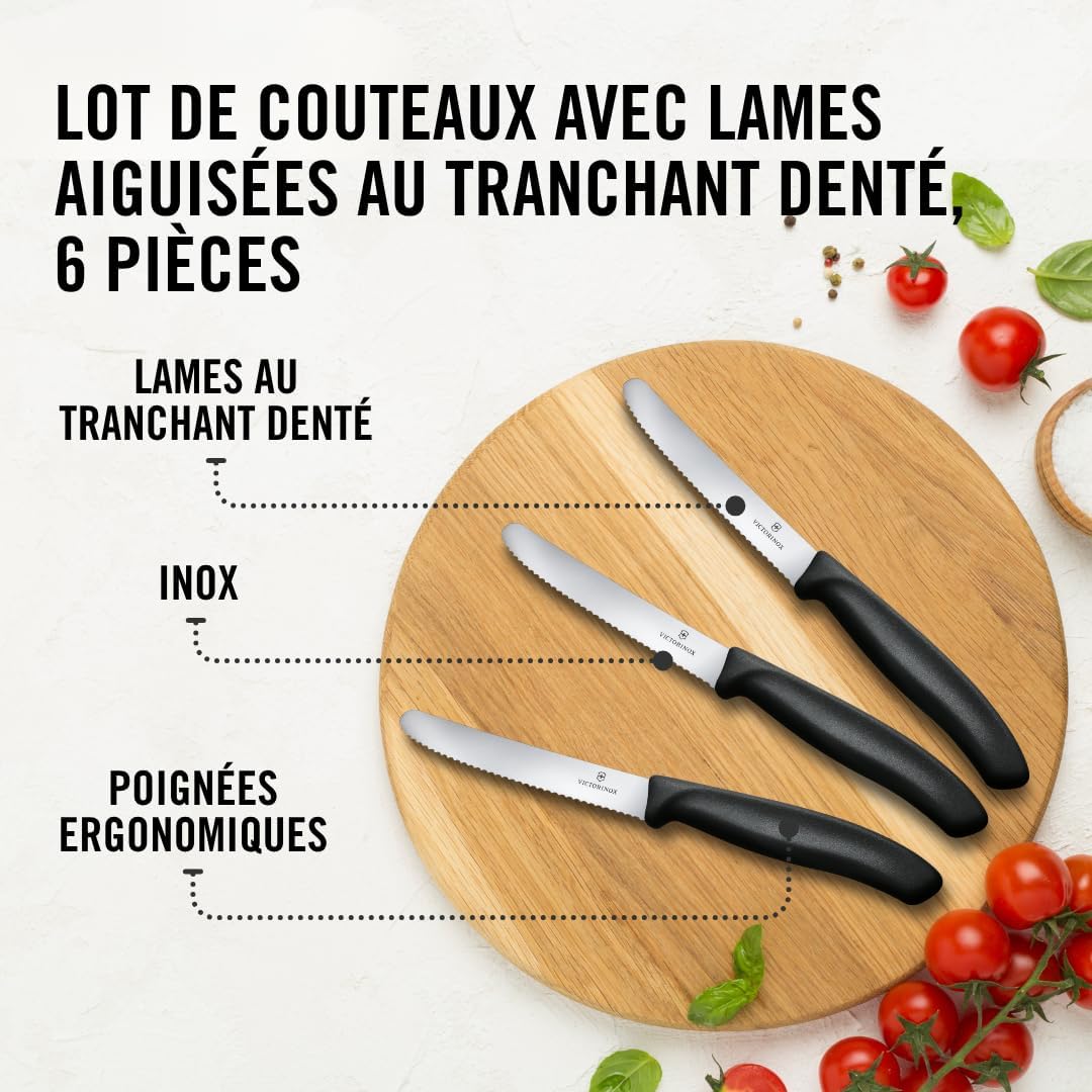 Victorinox - Swiss Classic - 11 cm - Couteau à pain dentelé, set 6 pièces