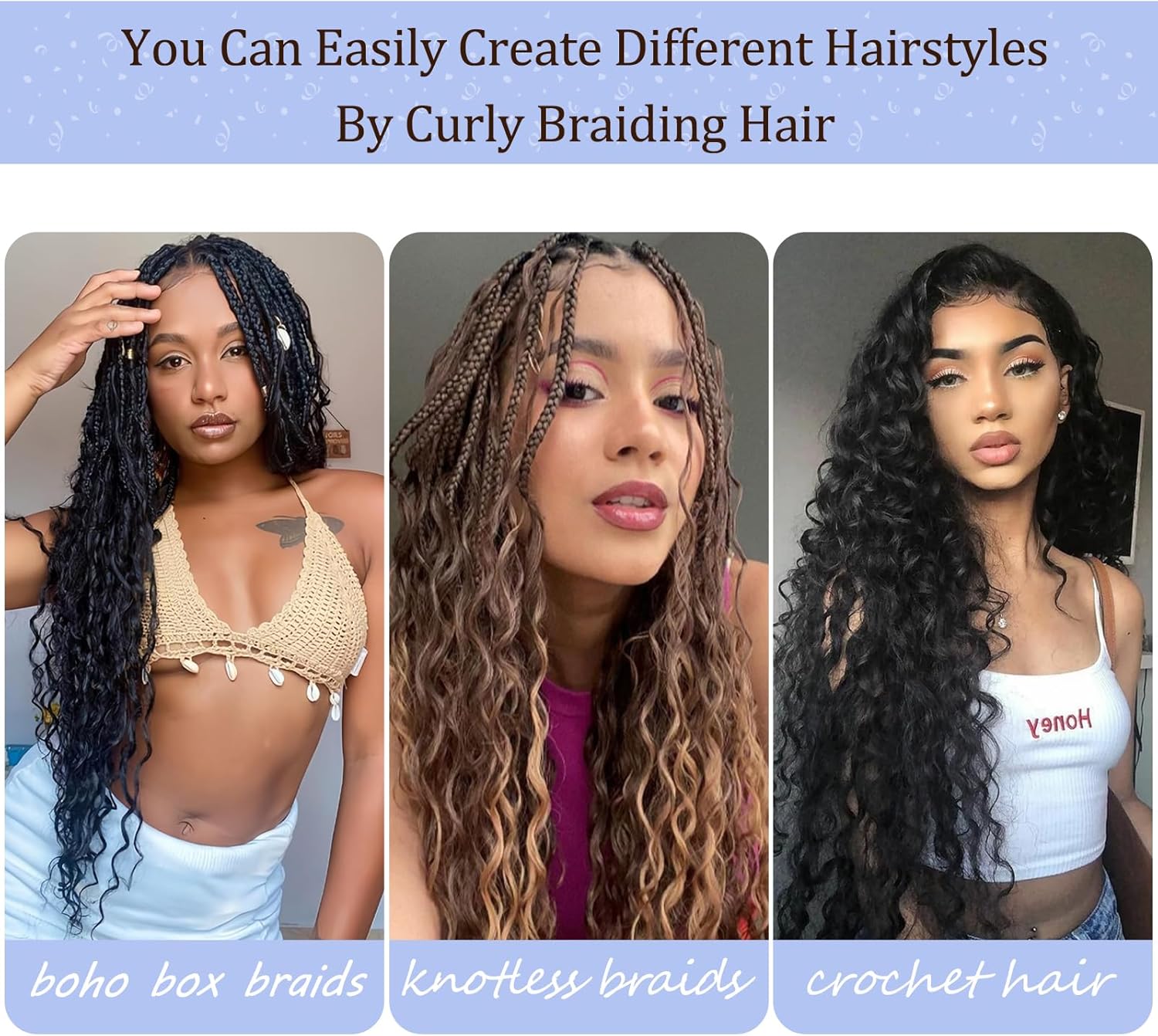 Extensions cheveux - Ocean Wave Deep Wave - 22 pouces - lot de 6, synthétique bouclé