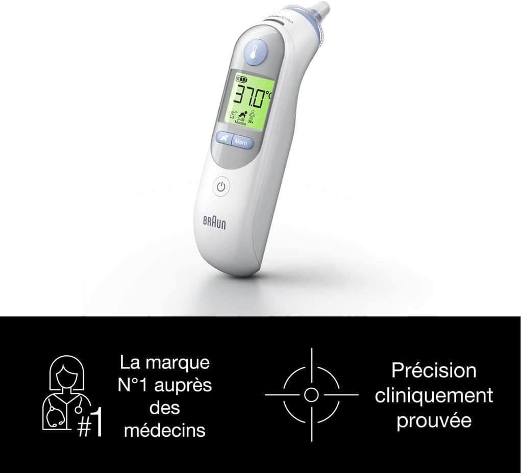 Braun - ThermoScan 7 - Thermomètre auriculaire précis bébé adulte