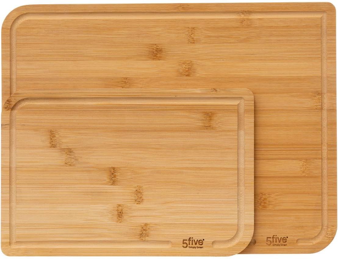 5five - planches à découper bambou lot de 2 - robustes et écologiques