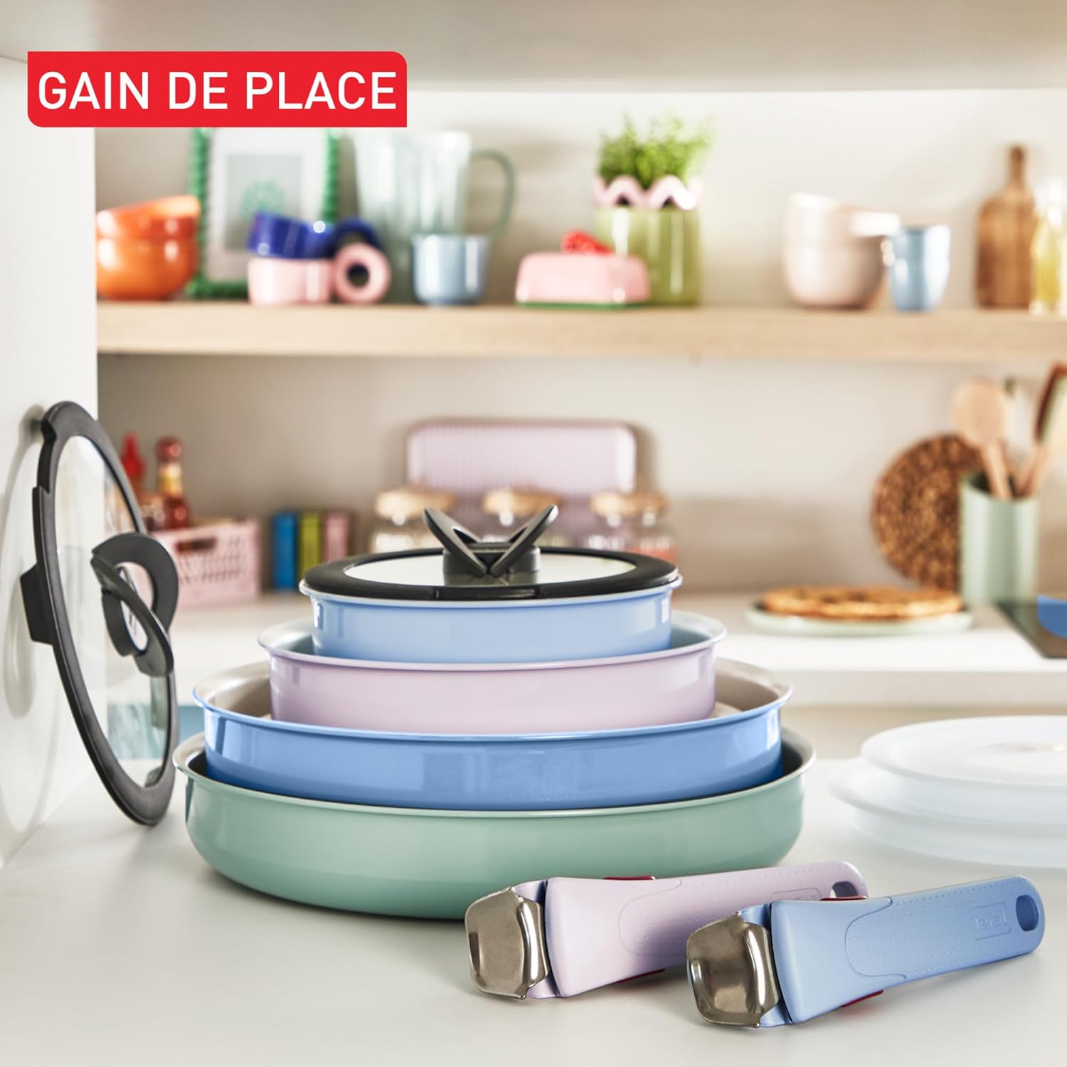 Tefal - Ingenio Serenity batterie cuisine 11pcs, poignées amovibles, induction, L828SB04