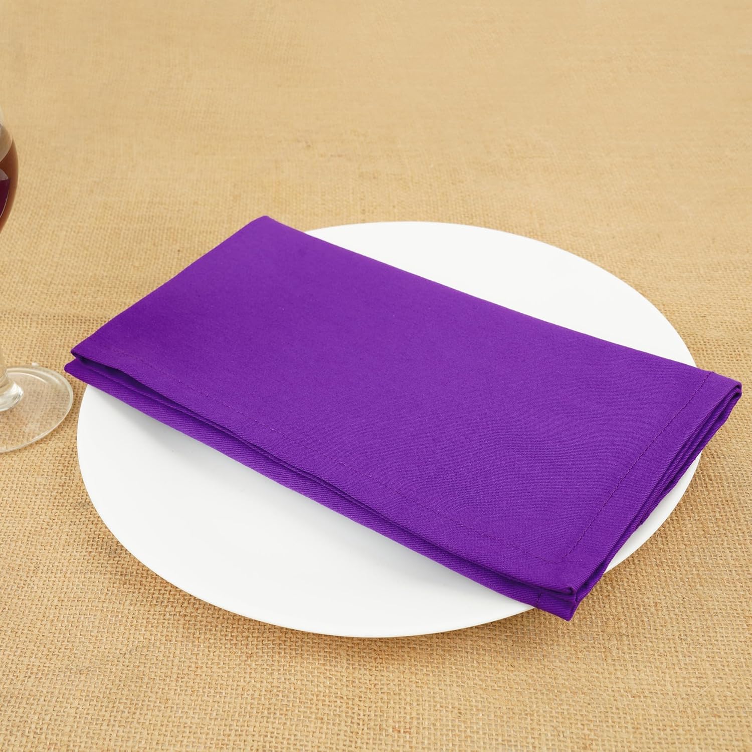 Sweet Needle - serviettes de table surdimensionnées 45x45 cm - coton épais, coins arrondis, lot de 12, violet