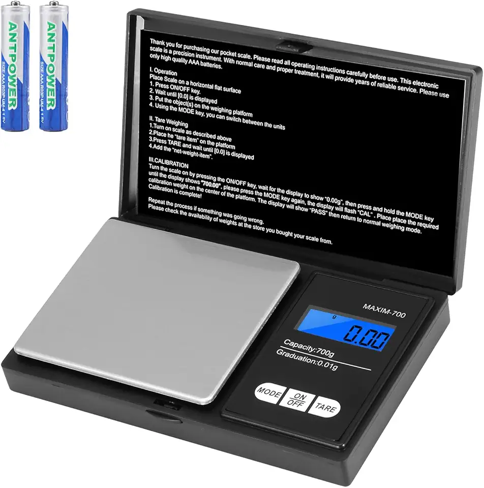 Oderra - Balance de précision portable 700g/0.01g, écran LCD, piles incluses