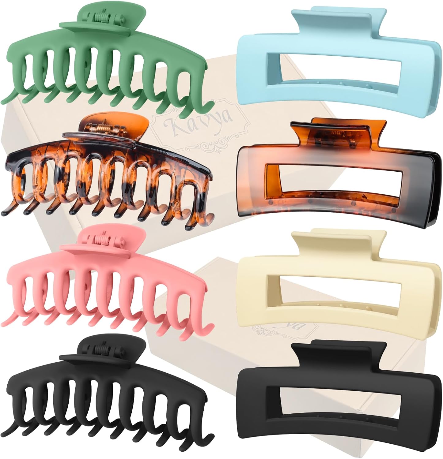 Kavya - 8 pinces cheveux - 10,5cm - anti-dérapantes grandes griffes