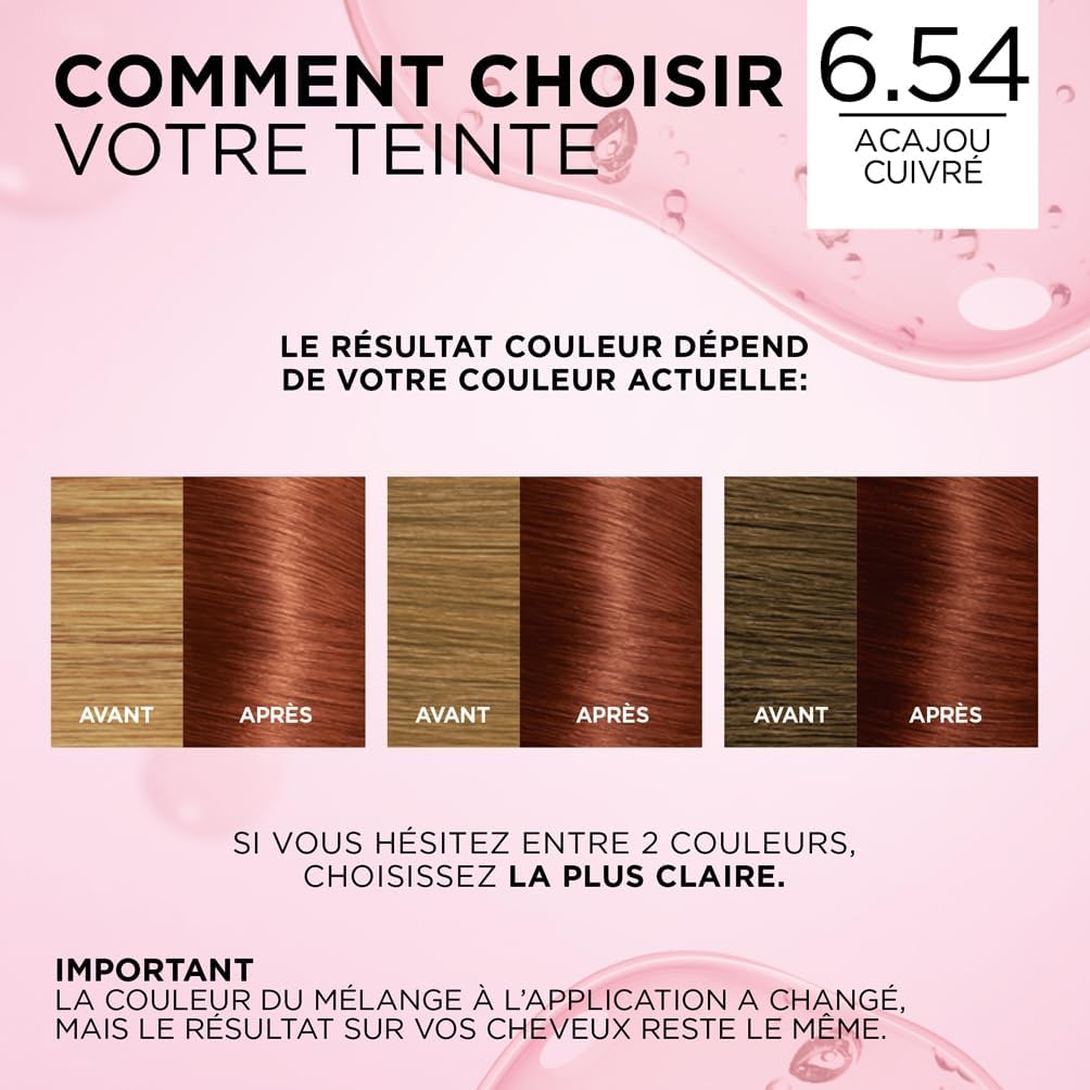 L’ORÉAL PARIS - Excellence Crème - coloration permanente, couvre 100% des cheveux blancs, nuance Acajou Cuivré 6.54