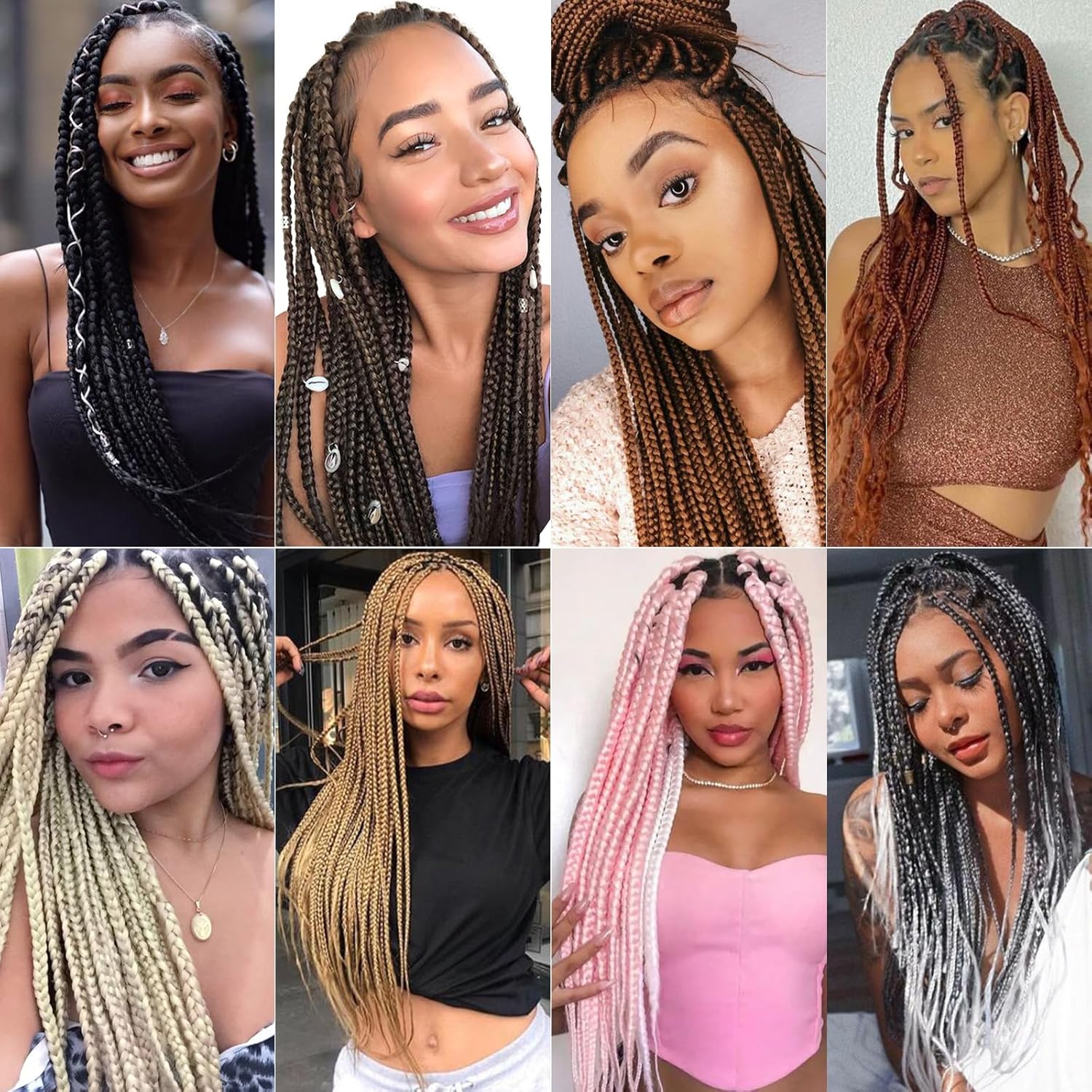 Meches cheveux tressés pré-étirés 20 pouces, ombré noir/brun, 6 paquets, lisse Kanekalon, T1B/30/27#